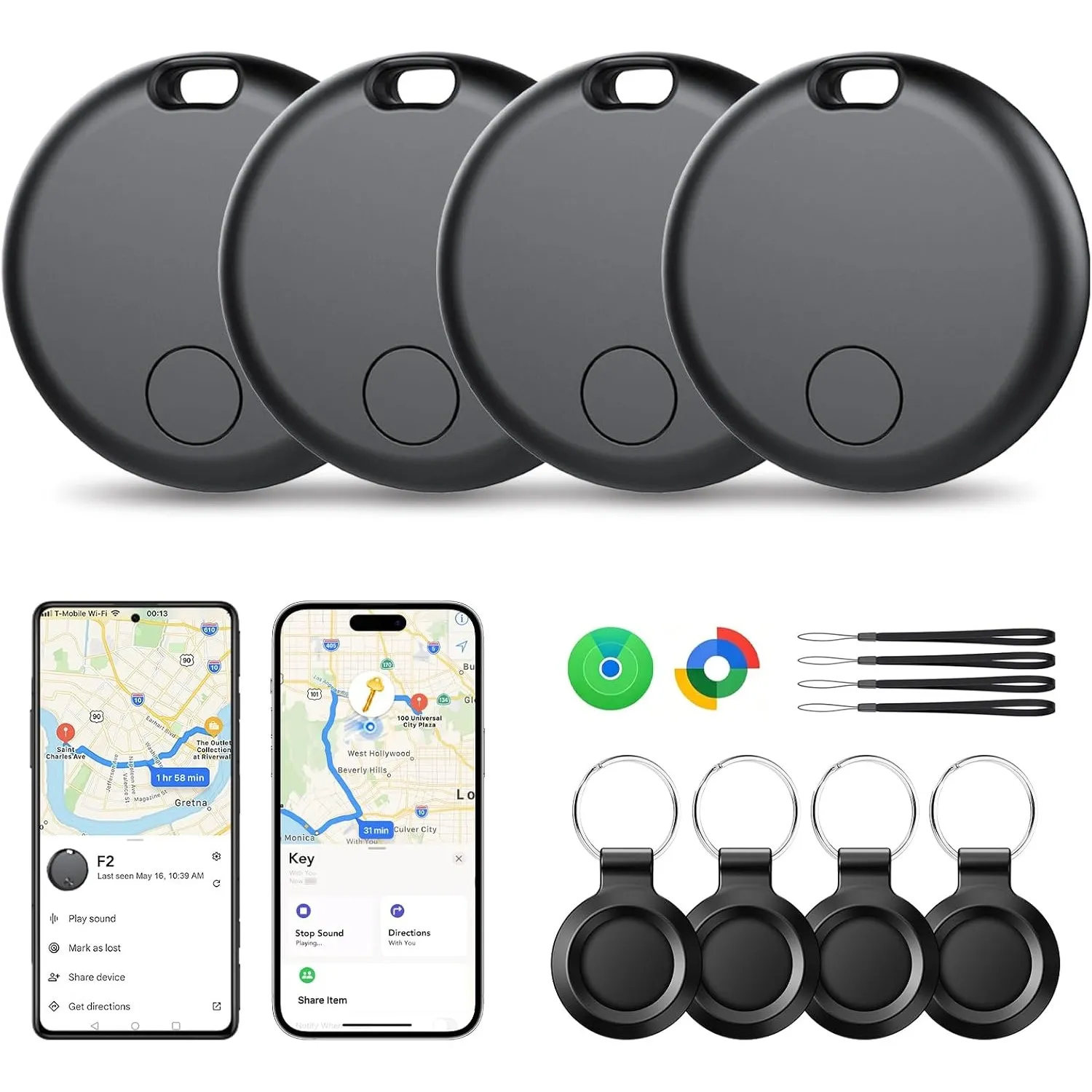 Dual System Smart Tracker Tag, Bluetooth Schlüsselfinder für Android e iOS