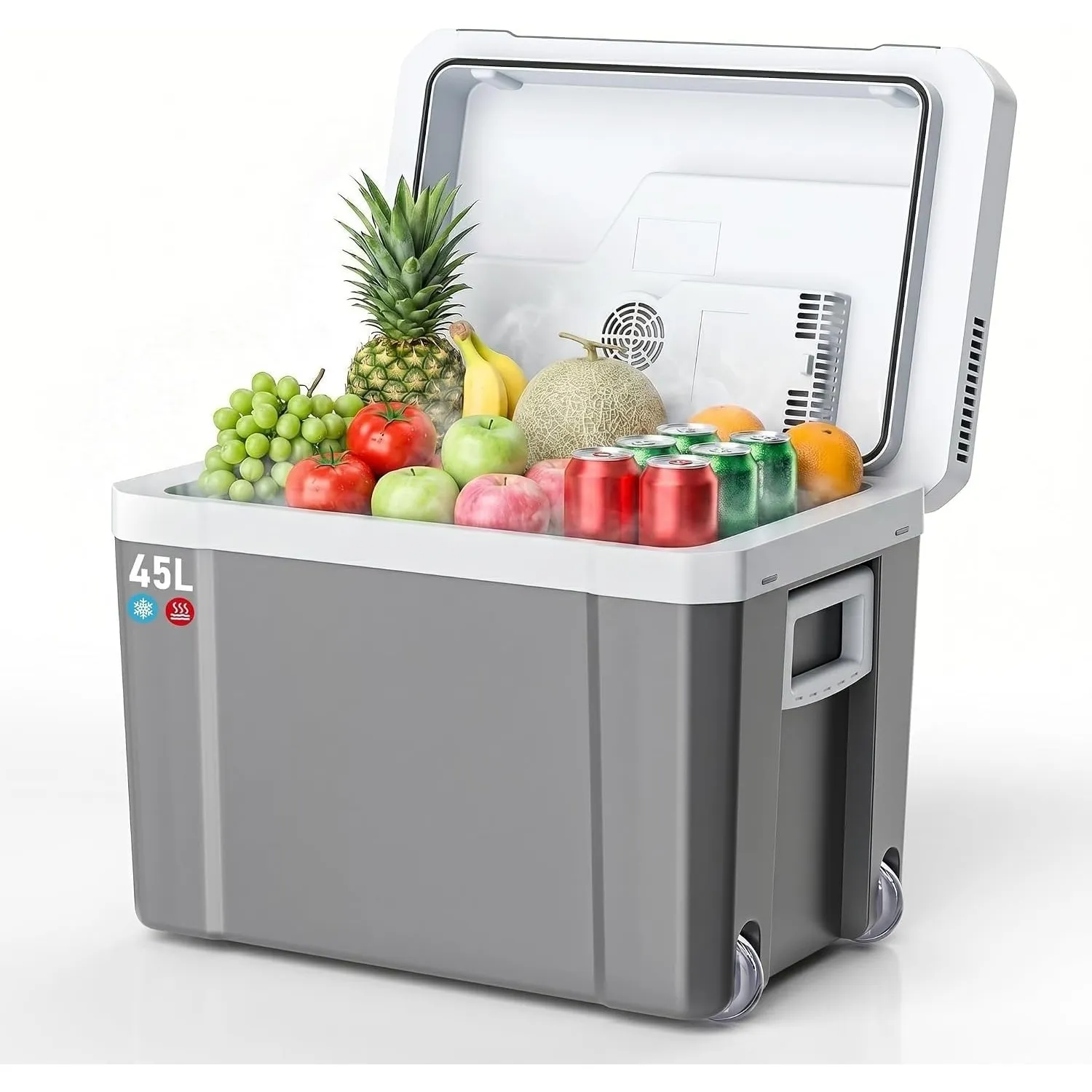 TOOHUB 45L Elektrische Kühlbox, Thermoelektrische Auto Kühlbox mit Rollen 12V/230V Kühl & Warm Funktion mit Energiespar…