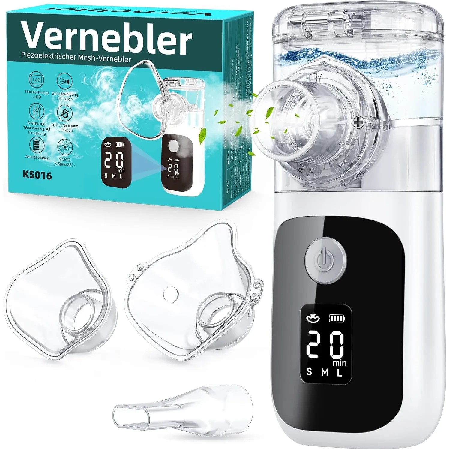 Inhalationsgerät,Inhaliergeräte für Erwachsene Kinder,USB Aufladbarer Leiser Inhalator mit Mundstück 2 Masken, Portable…