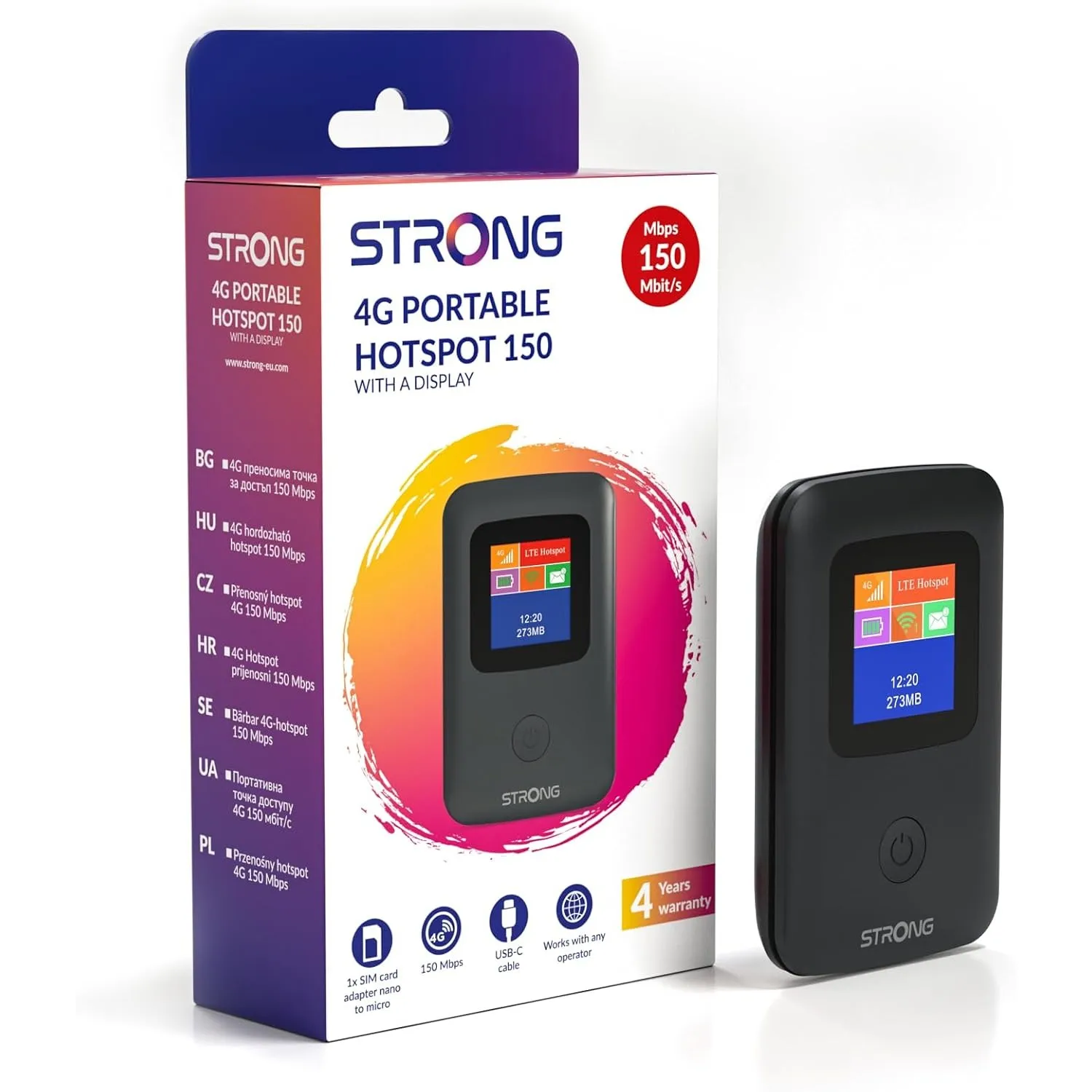 STRONG Mobiler WLAN Router 4G LTE mit SIM, 4G Router CAT4 150 Mbit/s