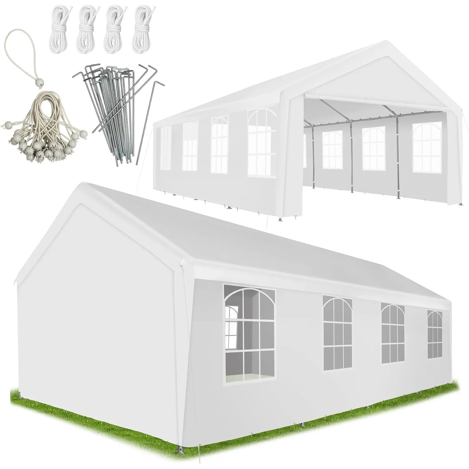 tectake® Partyzelt 8 x 4 m, stabil und wasserdicht, mit UV-Schutz