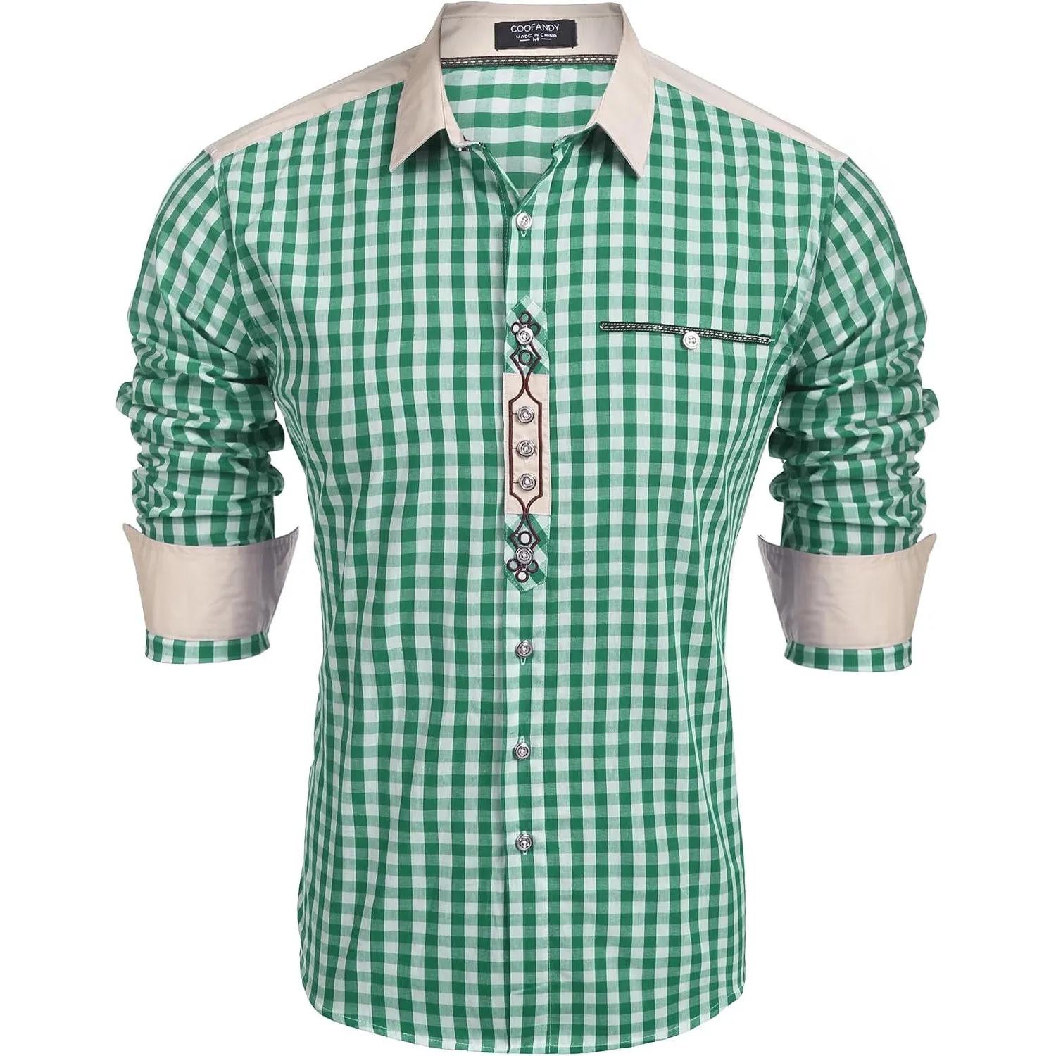 COOFANDY Hemd Herren Langarm Trachtenhemd Kariertes Oktoberfest Hemd Freizeithemd Karohemden Herrenhemden mit Baumwolle…