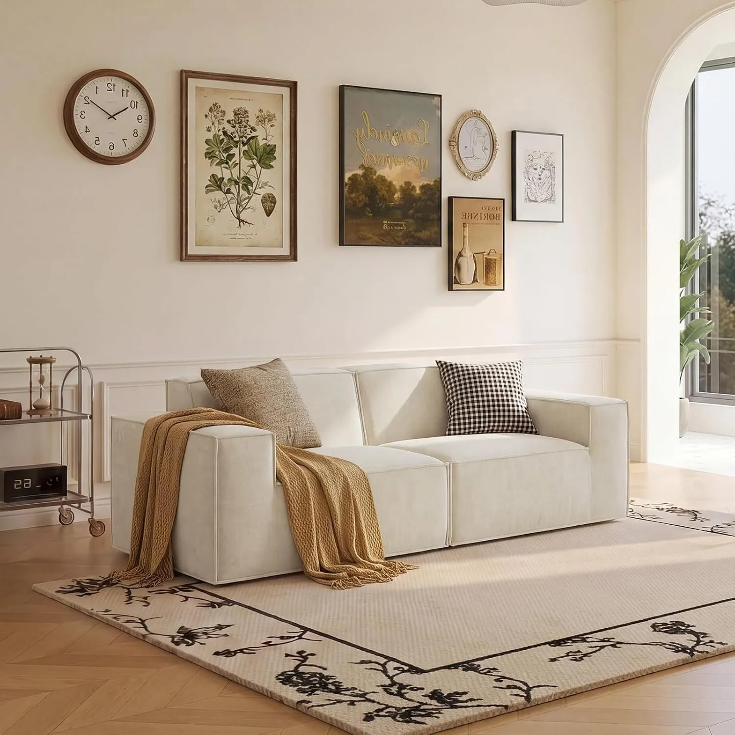 LINSY HOME Zweisitzer Sofa - 194cm Modulares Sofa, Chenille, Weiß, 2 Sitze