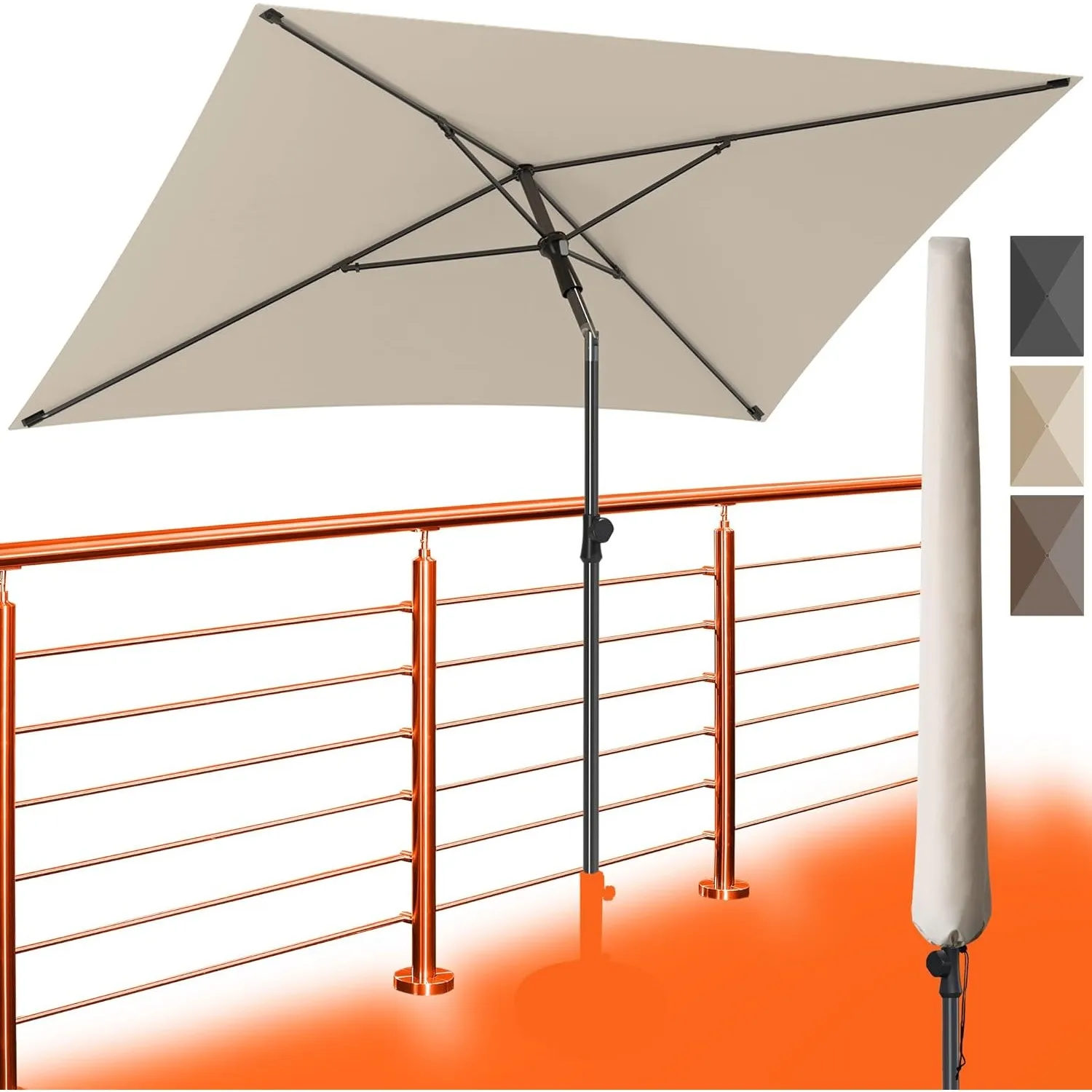 4smile Sonnenschirm Balkon 200 × 125 cm, Beige | Balkonschirm Rechteckig, Sonnenschutz Balkon mit UV 50+, Sonnenschirm …