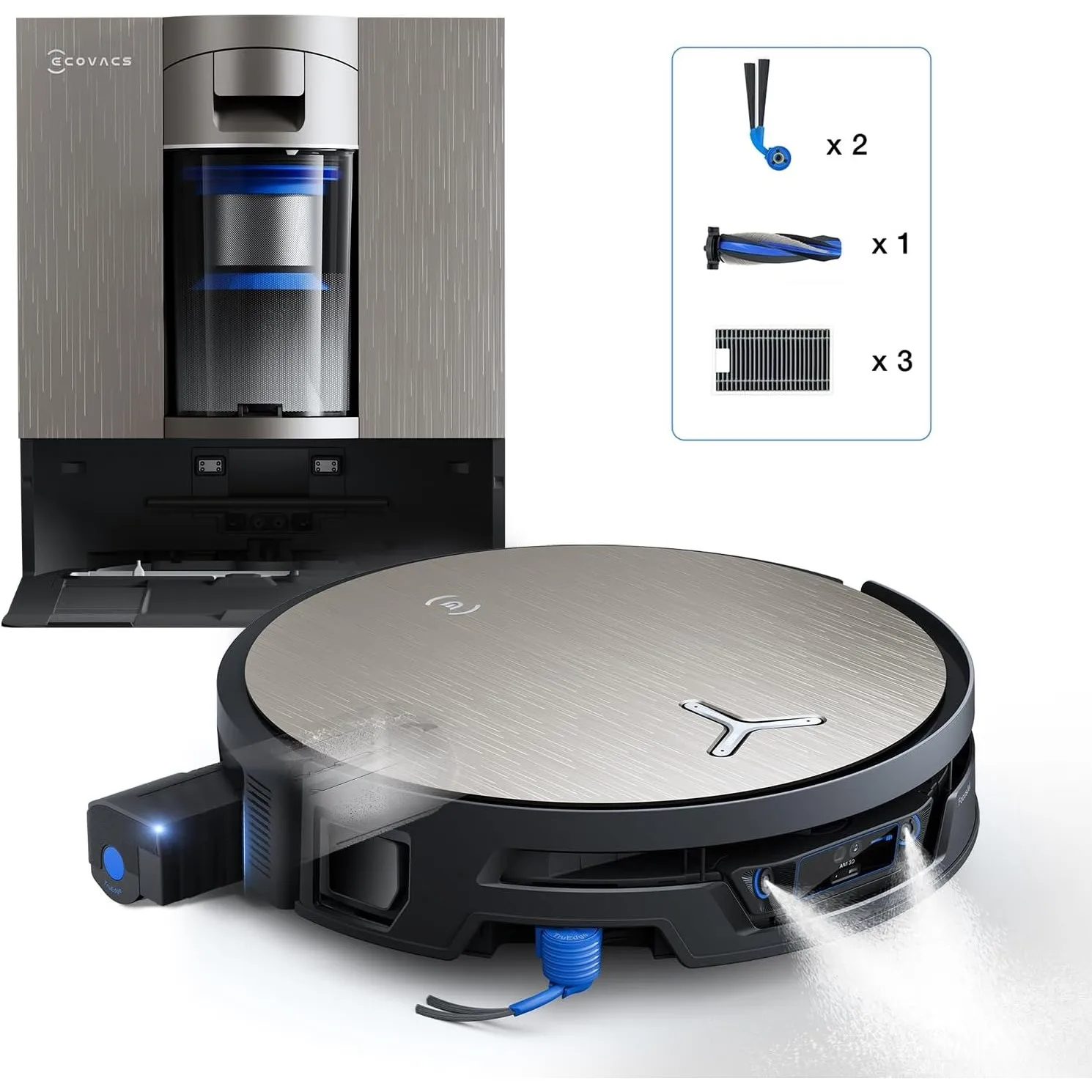 ECOVACS X12S OMNICYCLONE Care kit Saugroboter mit Wischfunktion, 53AW Blast