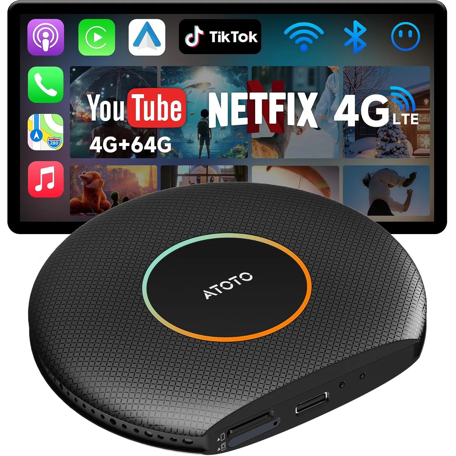 Wireless Carplay Adapter, 4G LTE AI Box Carplay, Vollständiges Android-OS
