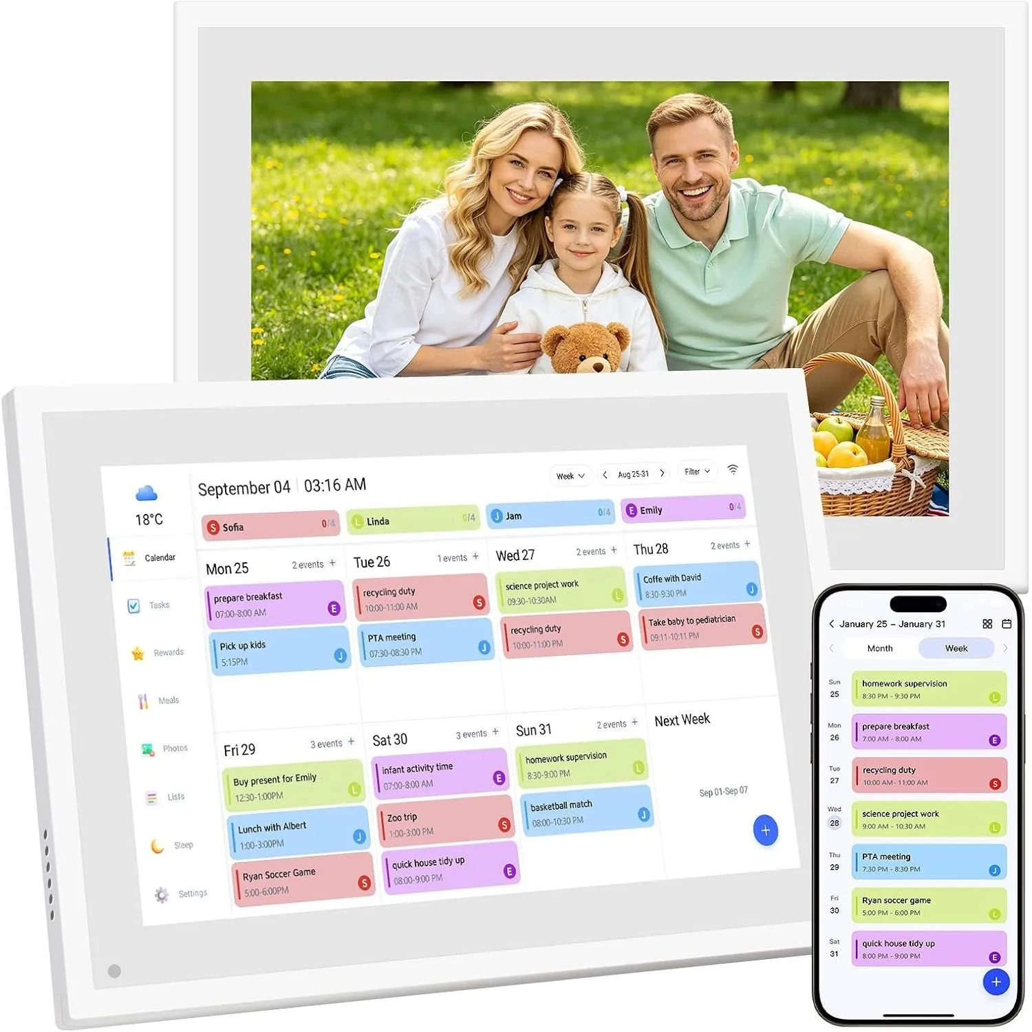 Digitaler Kalender 10,1 Zoll Familien-Organizer mit Aufgabenplaner
