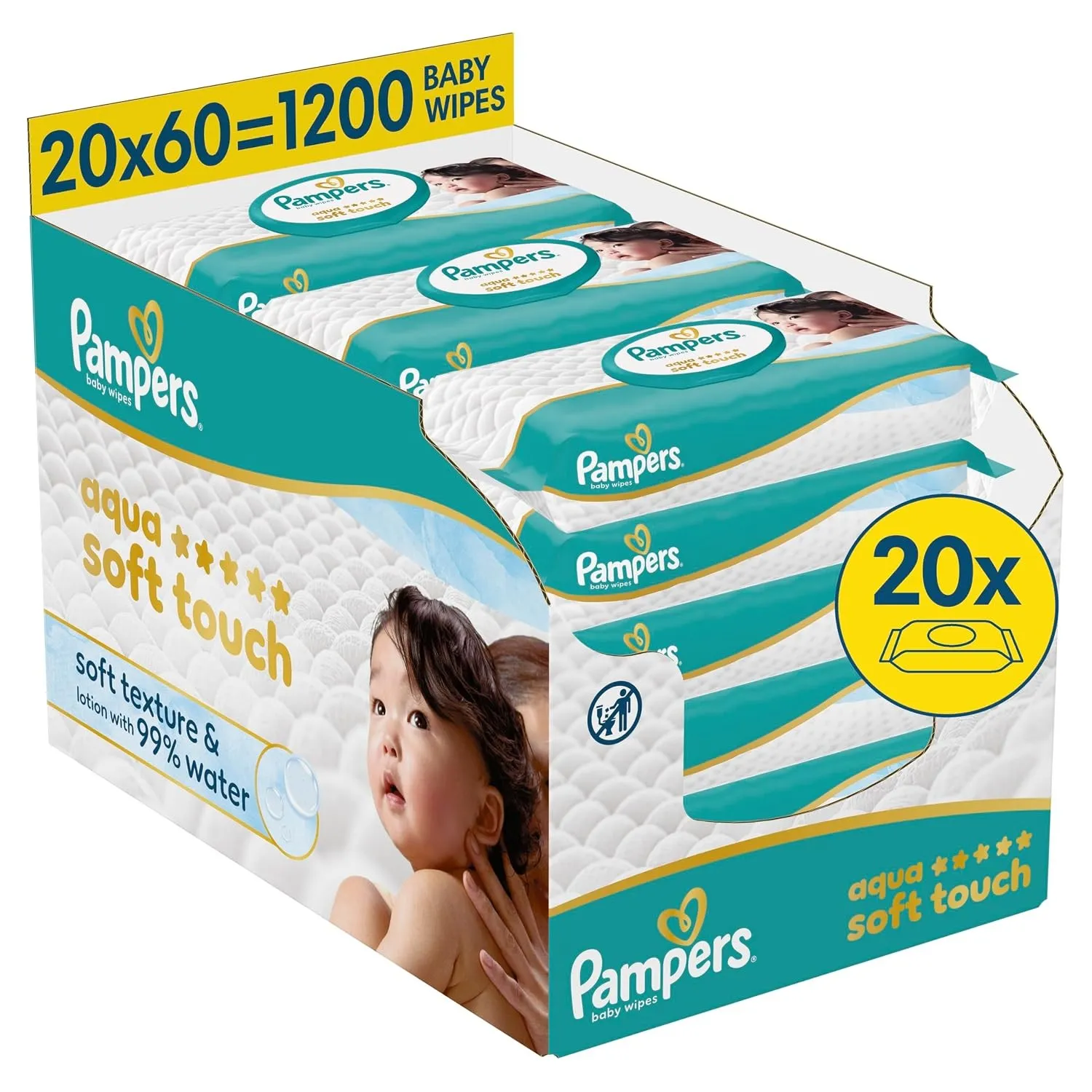 Pampers Aqua Soft Touch Baby-Feuchttücher 1200 Baby-Feuchttücher