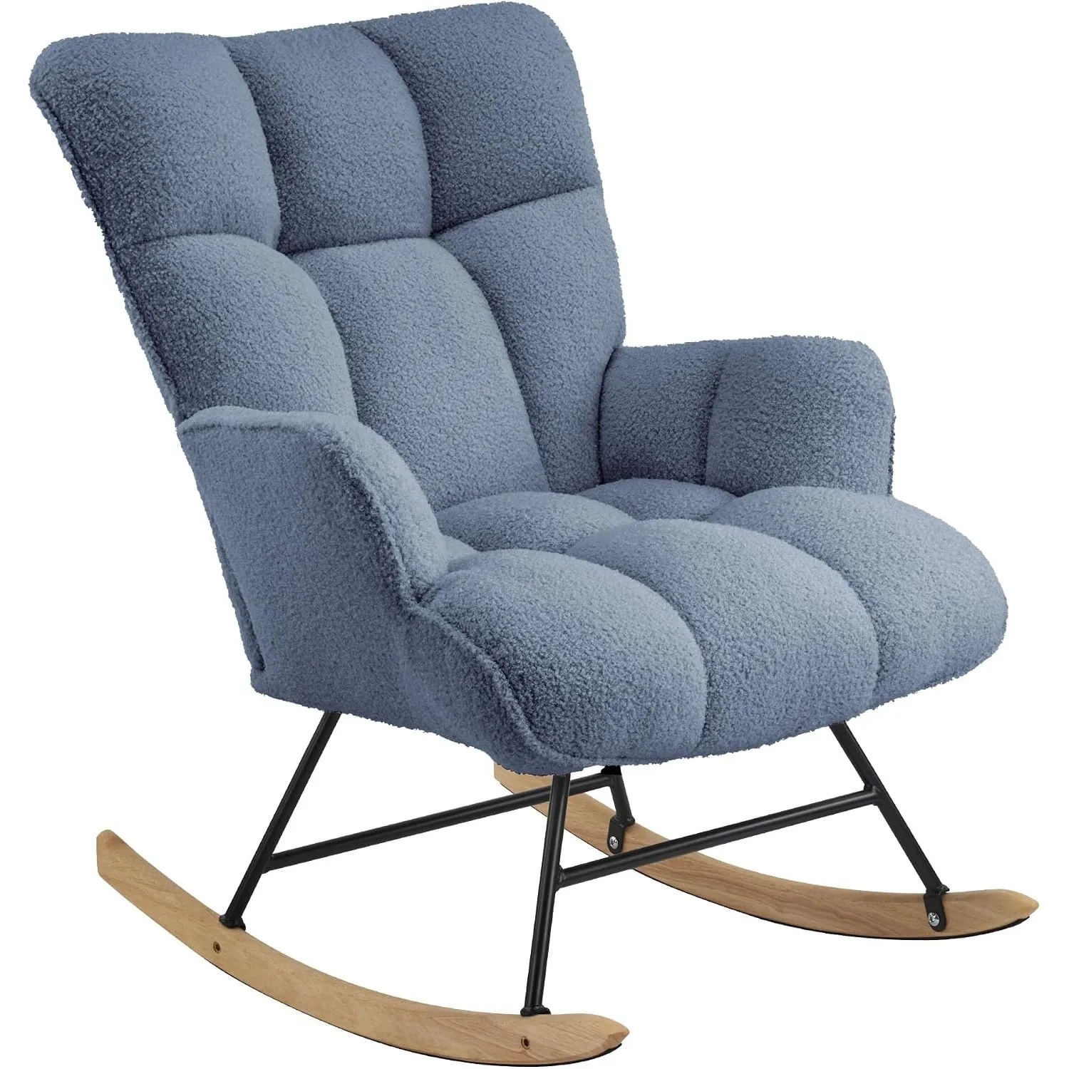 Schaukelstuhl, Teddy-Stillsessel fürs Babyzimmer, Stahlblau