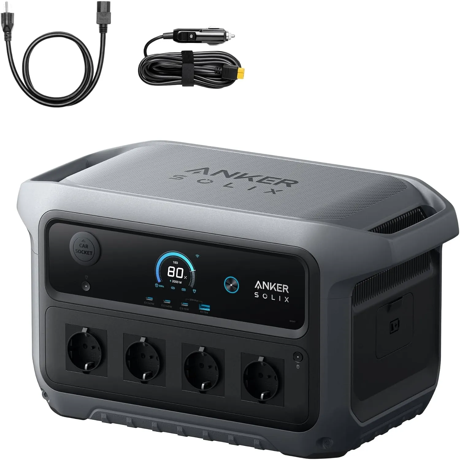 Anker SOLIX C2000 Gen 2 Tragbare Powerstation mit Autoladekabel, 2400W