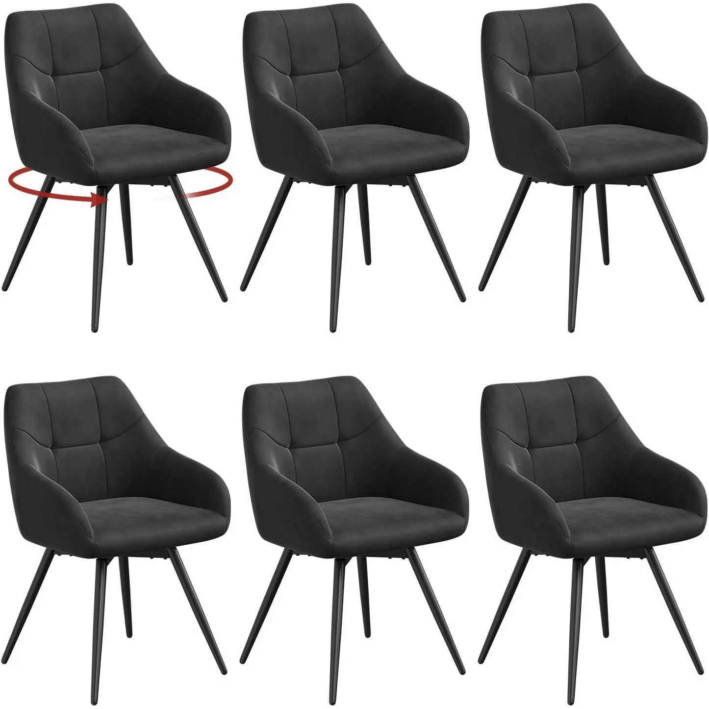 WOLTU Drehbare Esszimmerstühle 6er Set, Küchenstühle mit Armlehen