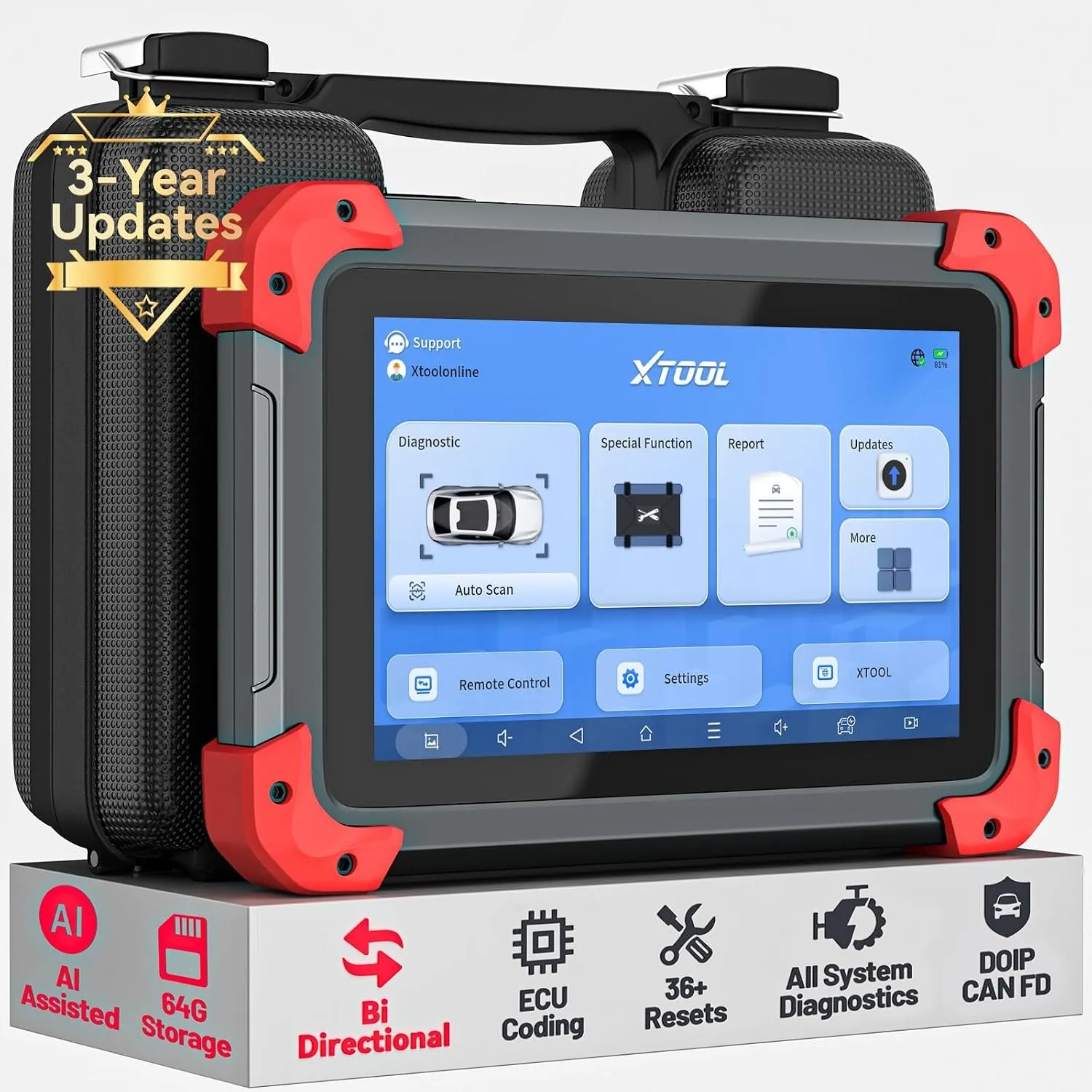 XTOOL D7 OBD2 Diagnosegerät, Bidirektionale Steuerung, ECU Codierung, Vollsystemdiagnose, 36+ Resets, KI Gestützte Diag…
