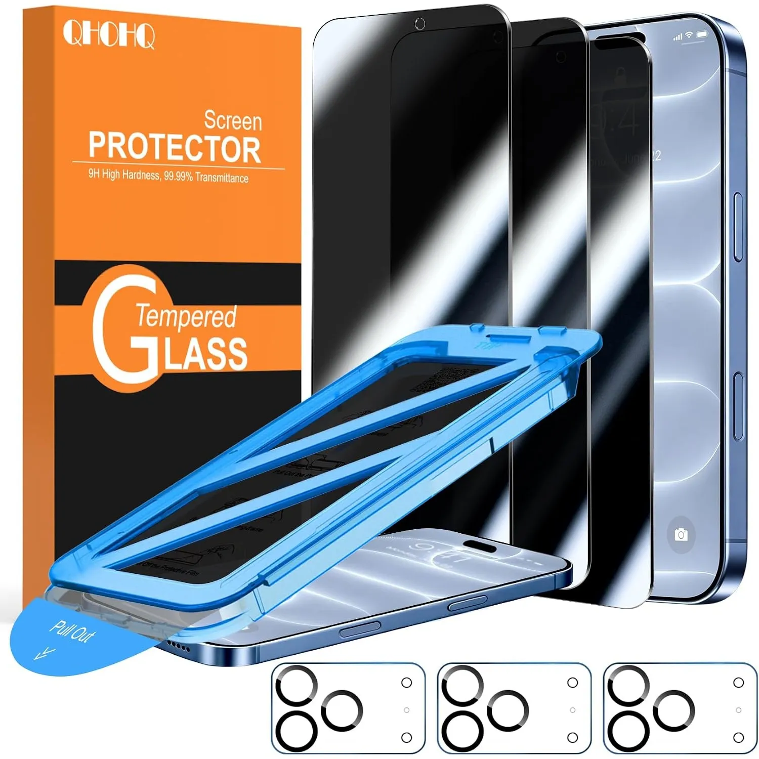 QHOHQ Sichtschutz für iPhone 18 Pro für Panzerglas, 9H+ Schutzfolie
