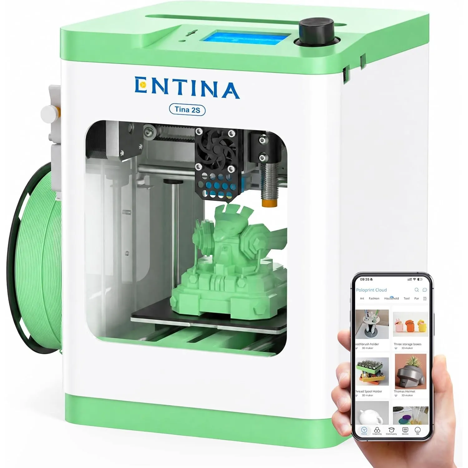 ENTINA Tina2S 3D Drucker,Mini WLAN 3D Drucker für Einsteiger,vormontiert