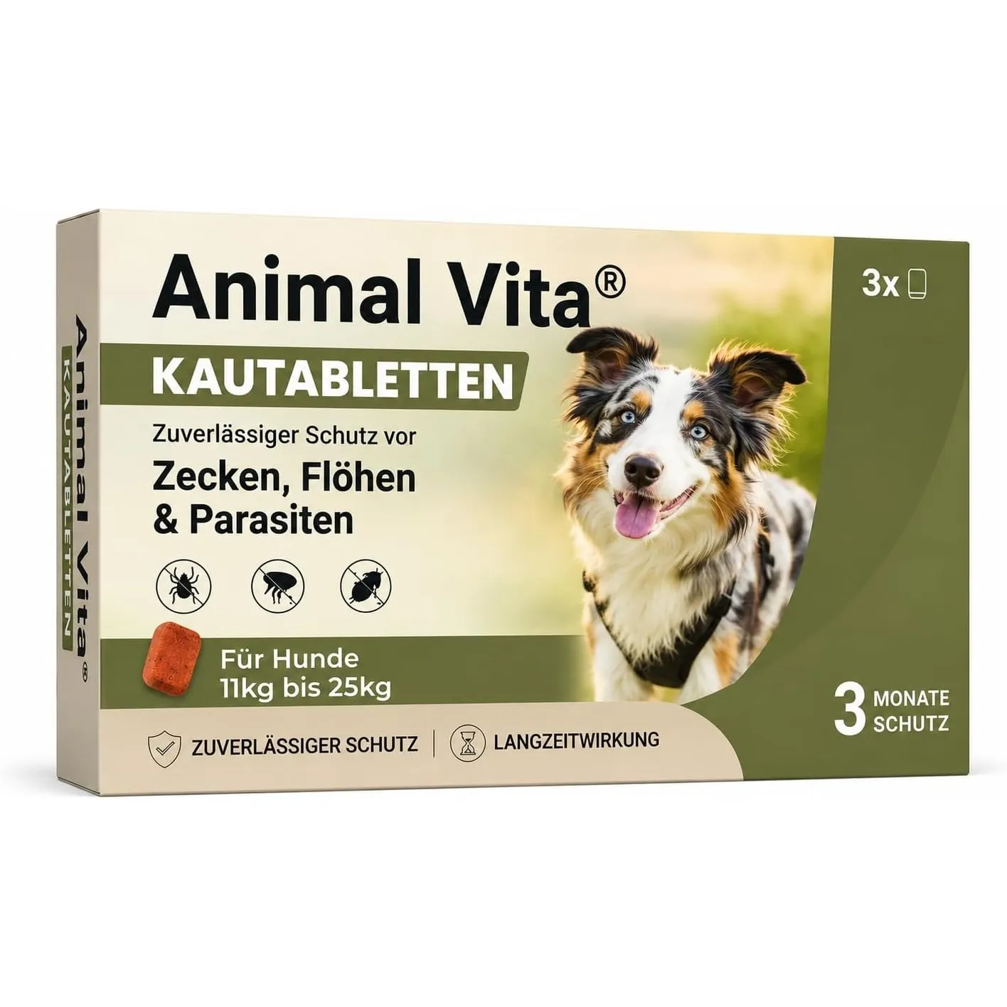 Animal Vita® Kautabletten für Hunde gegen Zecken & Flöhe [3 Monate hochwirksamer Schutz] - zuverlässiger Schutz gegen Z…