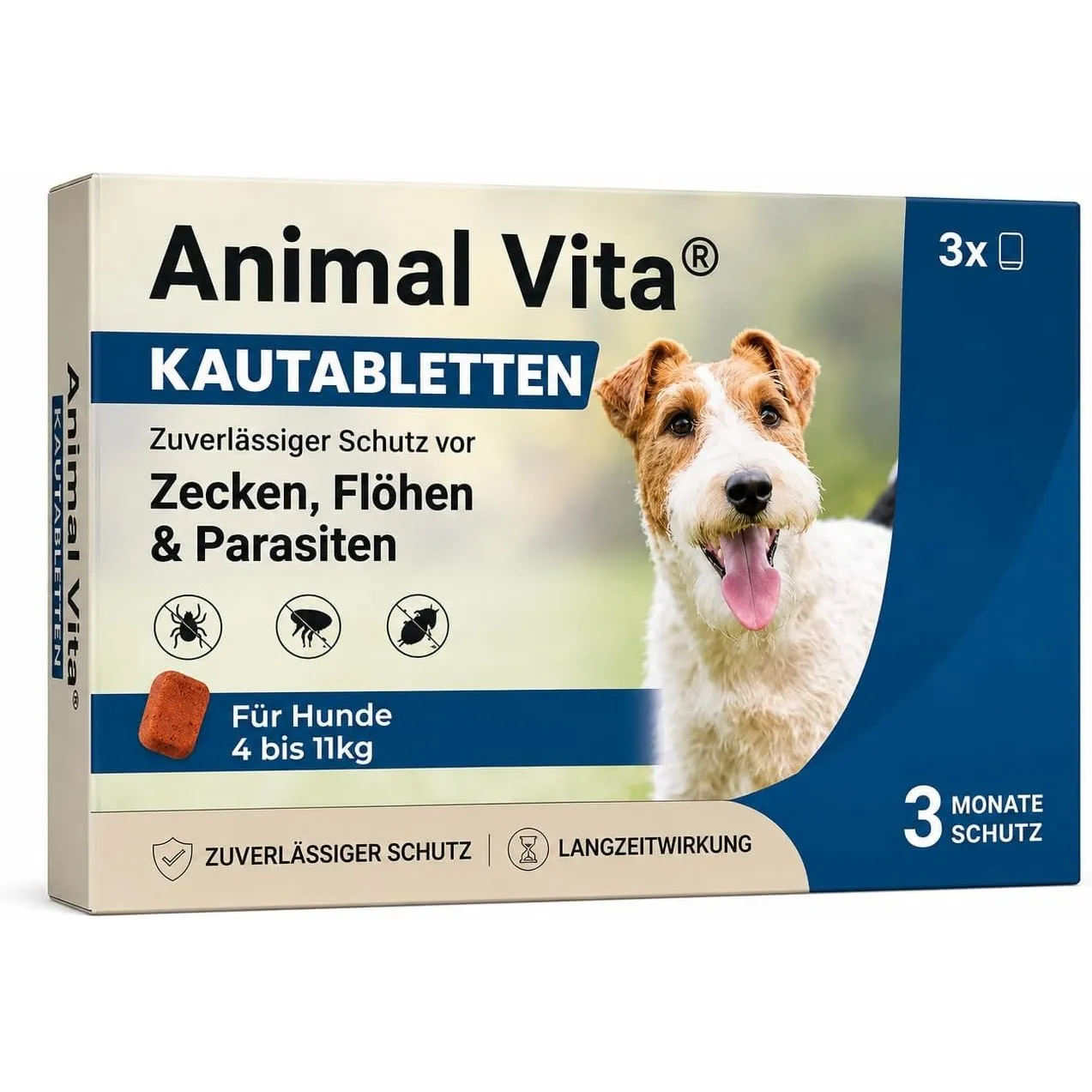 Animal Vita® Kautabletten für Hunde gegen Zecken & Flöhe [3 Monate hochwirksamer Schutz] - zuverlässiger Schutz gegen Z…