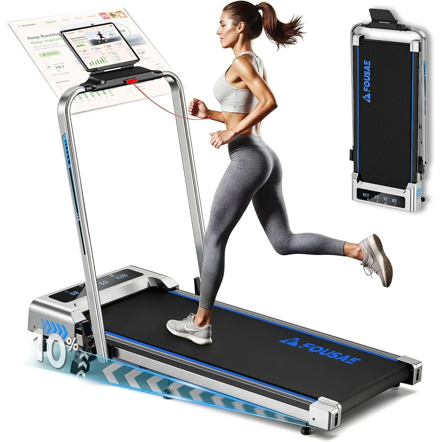 Laufband für Zuhause, 5 in 1 Walking Pad, 12km/h Klappbar Laufband mit 10% Steigung, 2.75HP bürstenlosem Motor Walking …