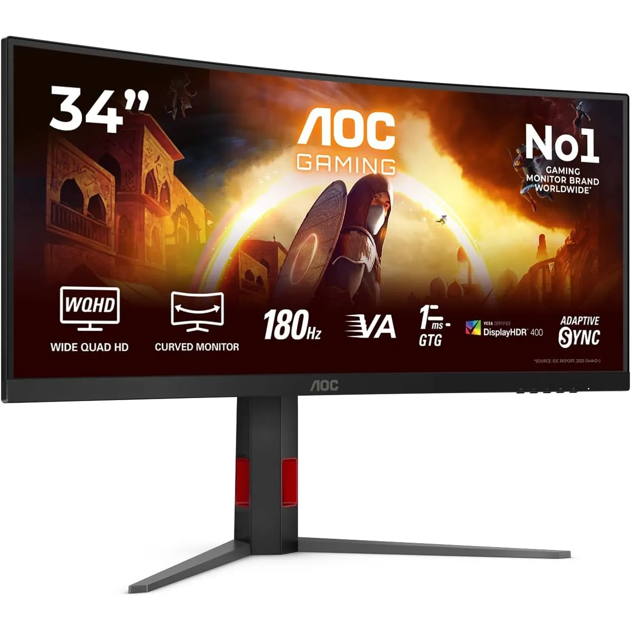 AOC CU34G4CAP 34 Zoll Curved, UW-QHD USB Hub Monitor, 180Hz, Fast VA Panel, 1ms GtG, HDR400, Höhenverstellung,(3440x144…