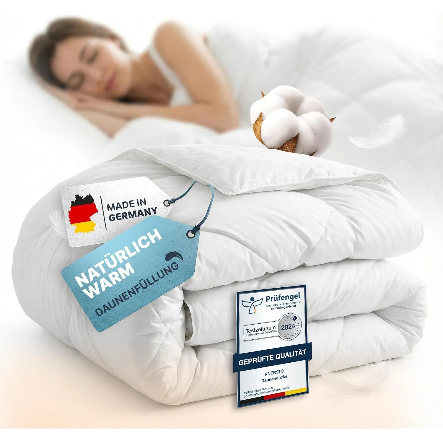KNERST Winter Federbettdecke 140×200, Made in Germany, extra warm