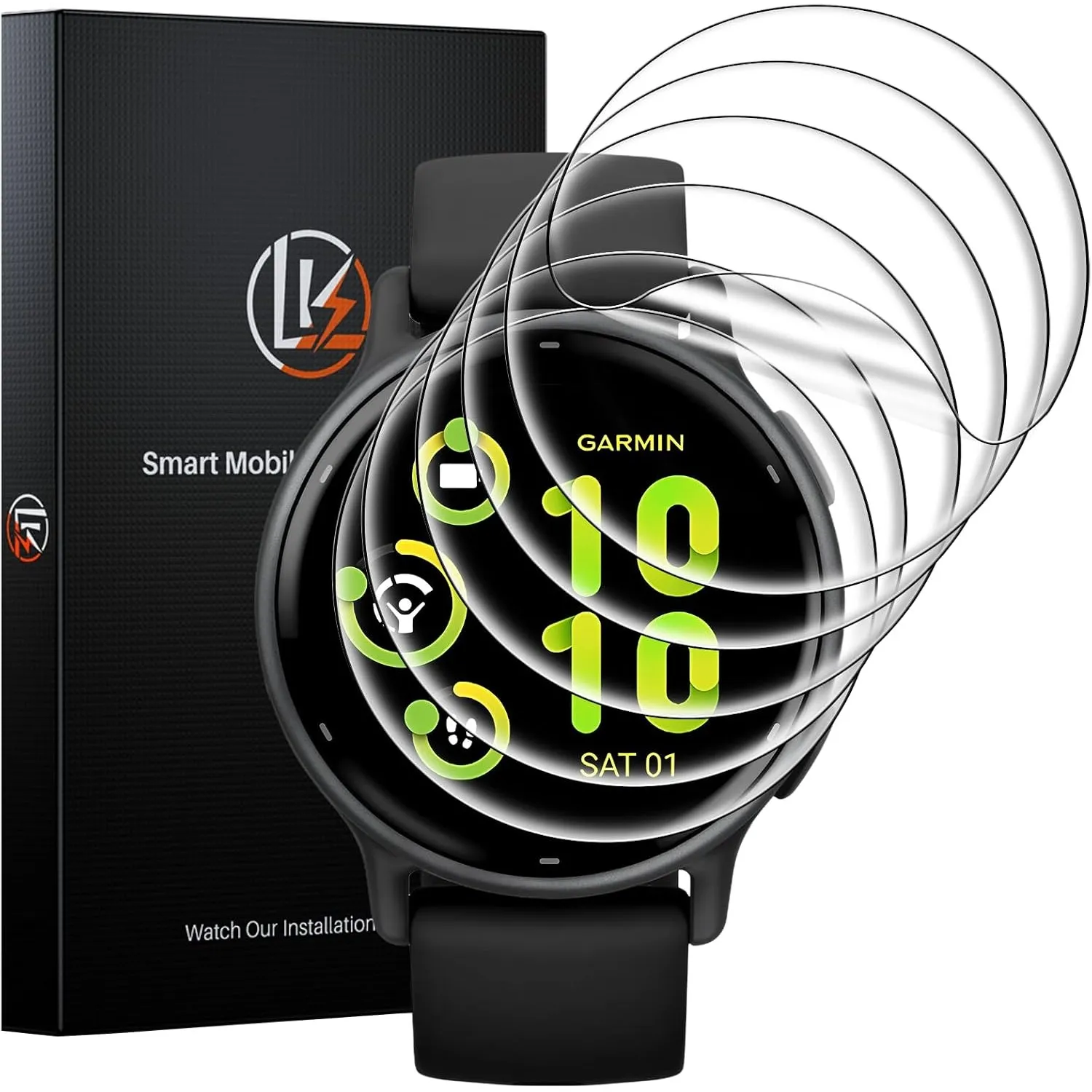 LK 6 Stück Schutzfolie für Garmin Vivoactive 6/5 42mm Displayschutz