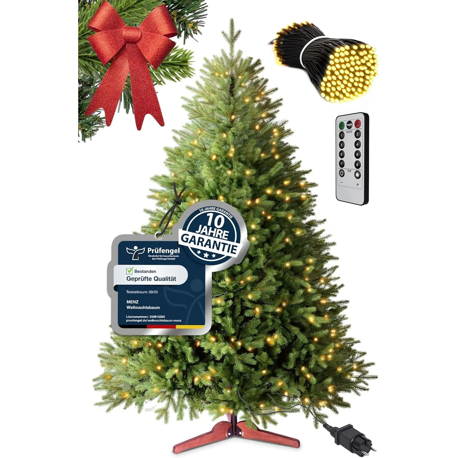Menz Weihnachtsbaum mit Beleuchtung 180 cm, LED-Lichterkette im Set