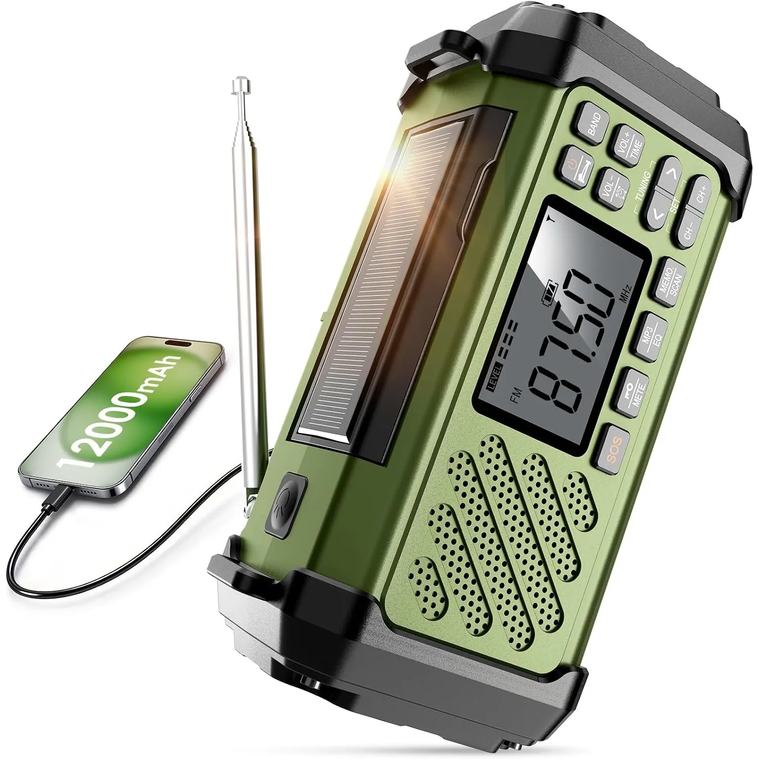 Vikeri Kurbelradio, Notfallradio mit Kurbel und Solar, Weltempfänger