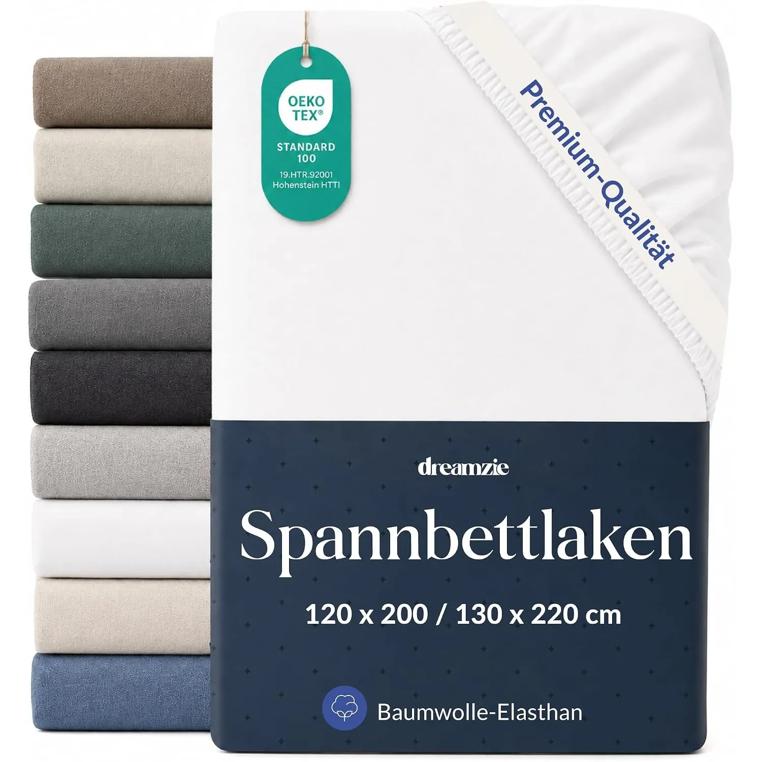 Dreamzie Spannbettlaken 120x200-130x220cm Weiß, Baumwolle