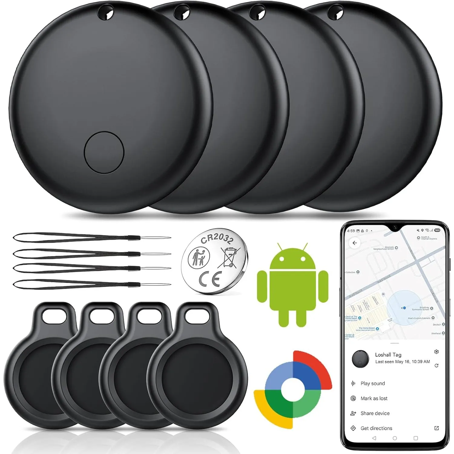 Tracker Tag Android Smart Tag, Schlüsselfinder KeyFinder kompatibel mit Google Mein Gerät Finden APP (Android NUR), Blu…