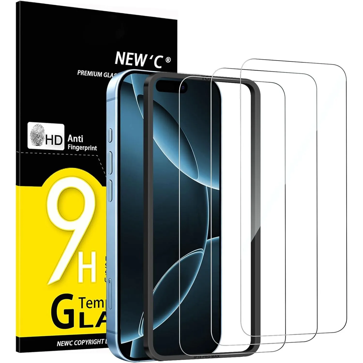 NEW'C für iPhone 18 Pro Max für Panzerglas Schutzfolie mit Montagehilfe