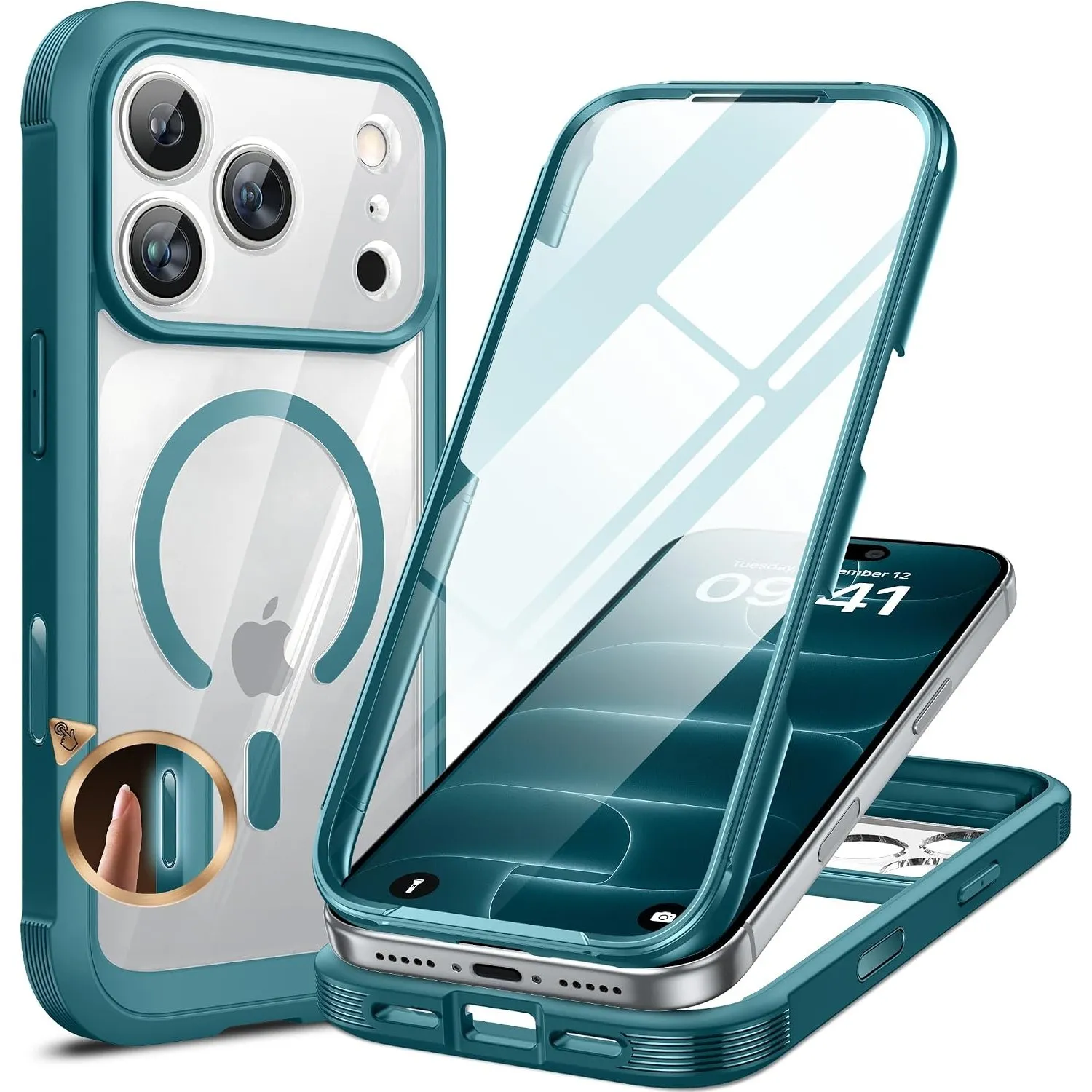 Miracase 360 Grad Hülle für iPhone 18 Pro mit MagSafe, Türkis