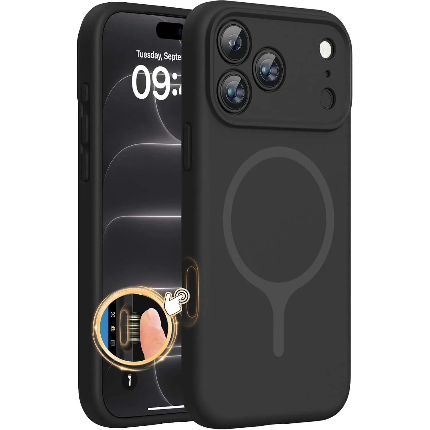 Miracase Silikon & Magnetic für 18 Pro Hülle, Schwarz