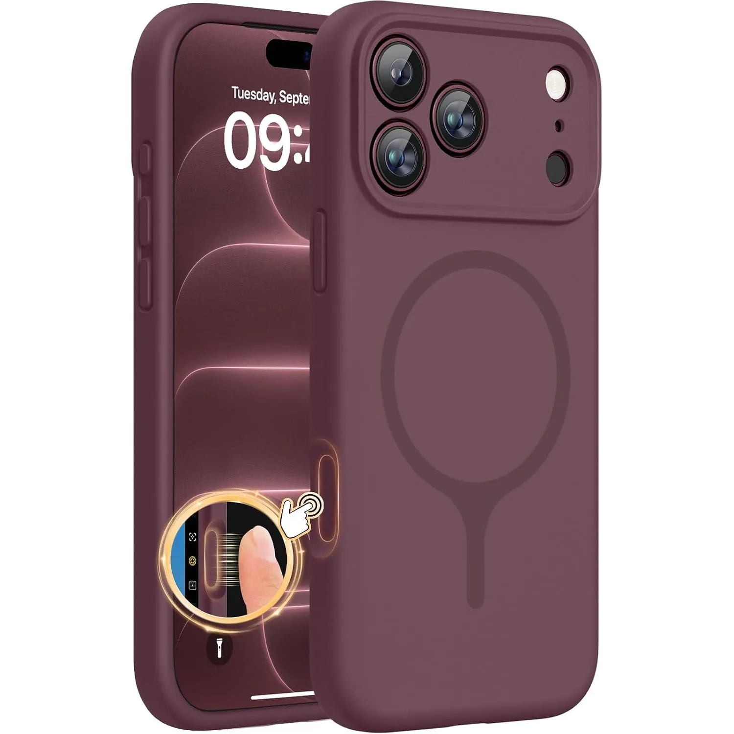 Miracase Silikon & Magnetic für 18 Pro Max Hülle, Kirschrot
