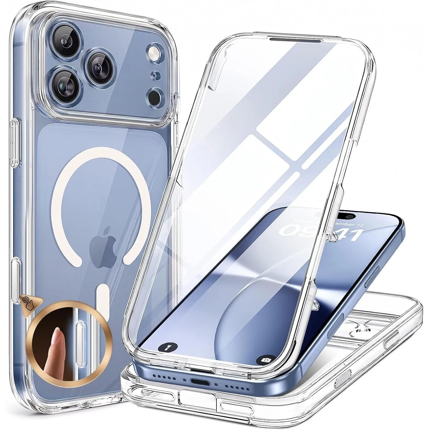 Miracase für iPhone 18 Pro Max Hülle für MagSafe,360°Stoßfest mit Glasfolie