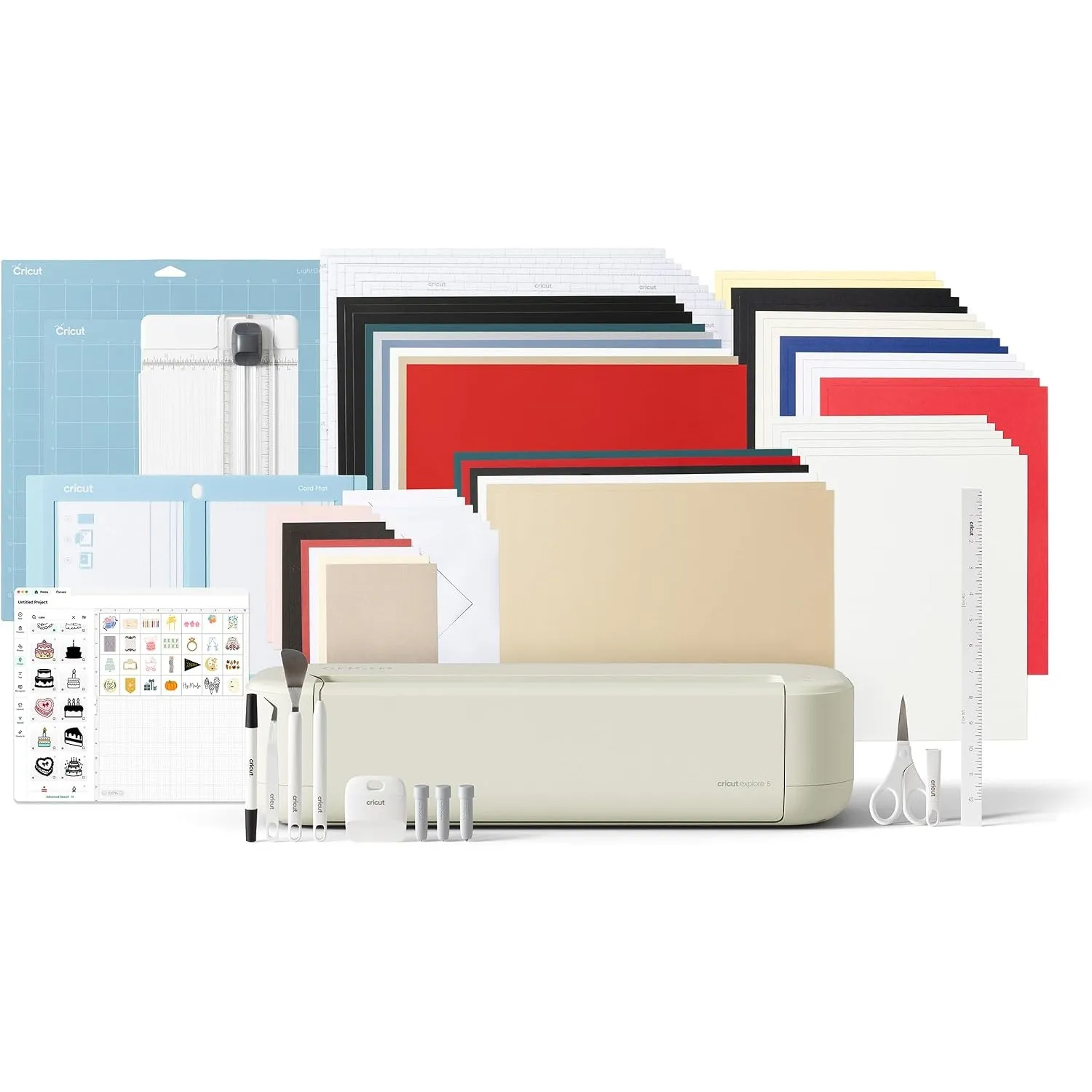 Cricut Explore® 5 Deluxe Bundle Mit Extra Bonus Digital Content DIY-Vinylschneider & Stanzmaschine für Stoff, Leder, Vi…