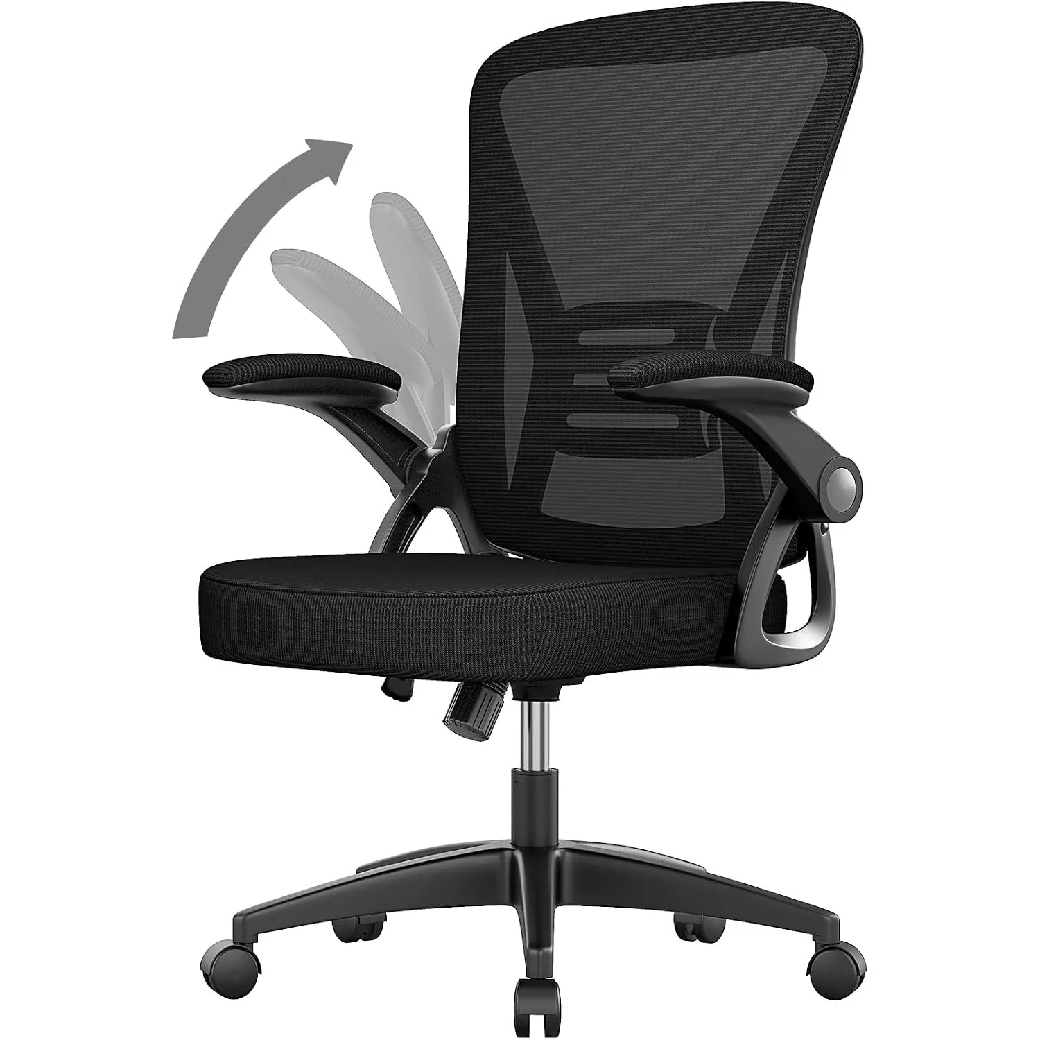 Bürostuhl, Ergonomischer Schreibtischstuhl mit Lendenwirbelstütze, Schwarz