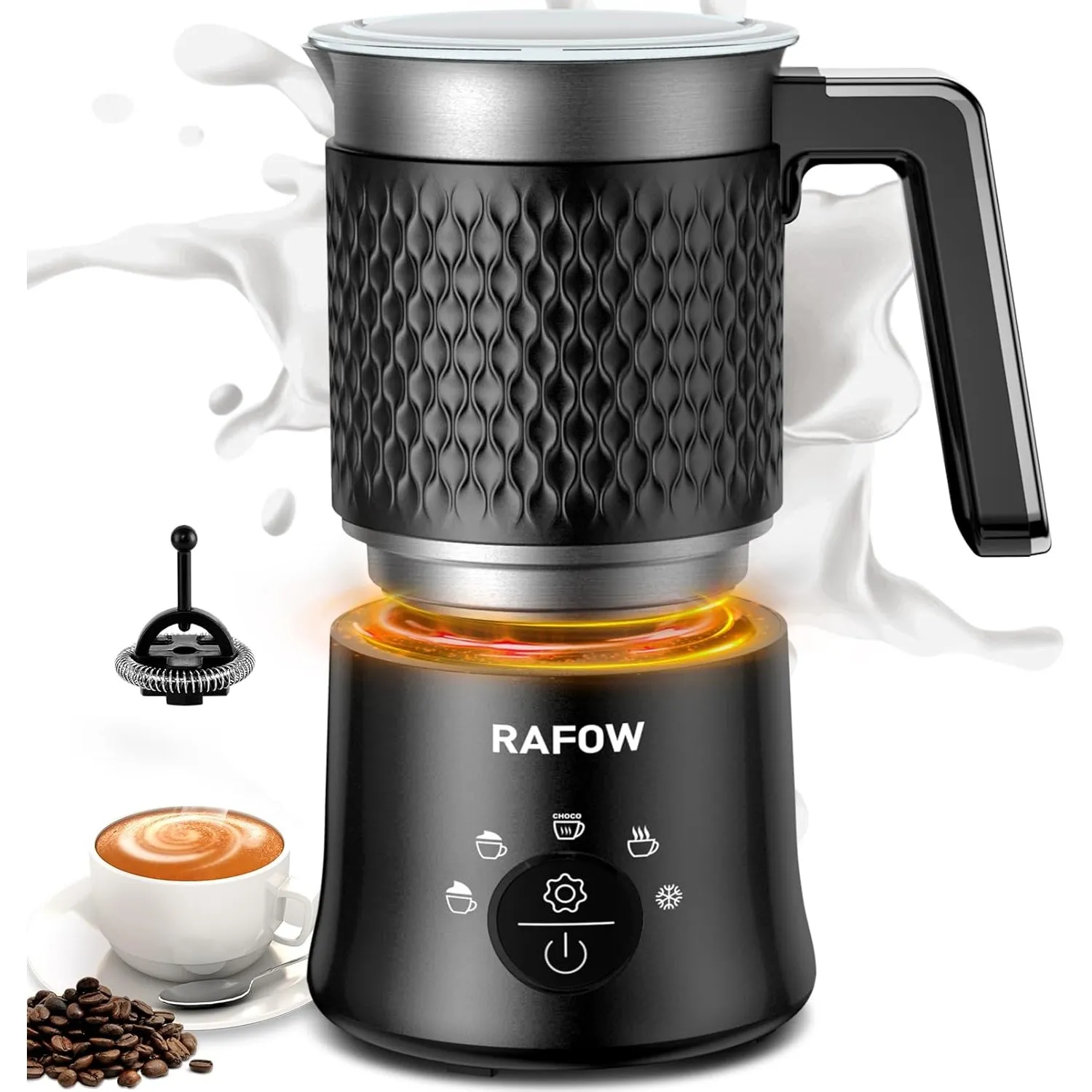 Milchaufschäumer Elektrisch 5 in 1 - Automatische Milchschäumer 350ml Großes Fassungsvermögen Milch Dampfer Spülmaschin…