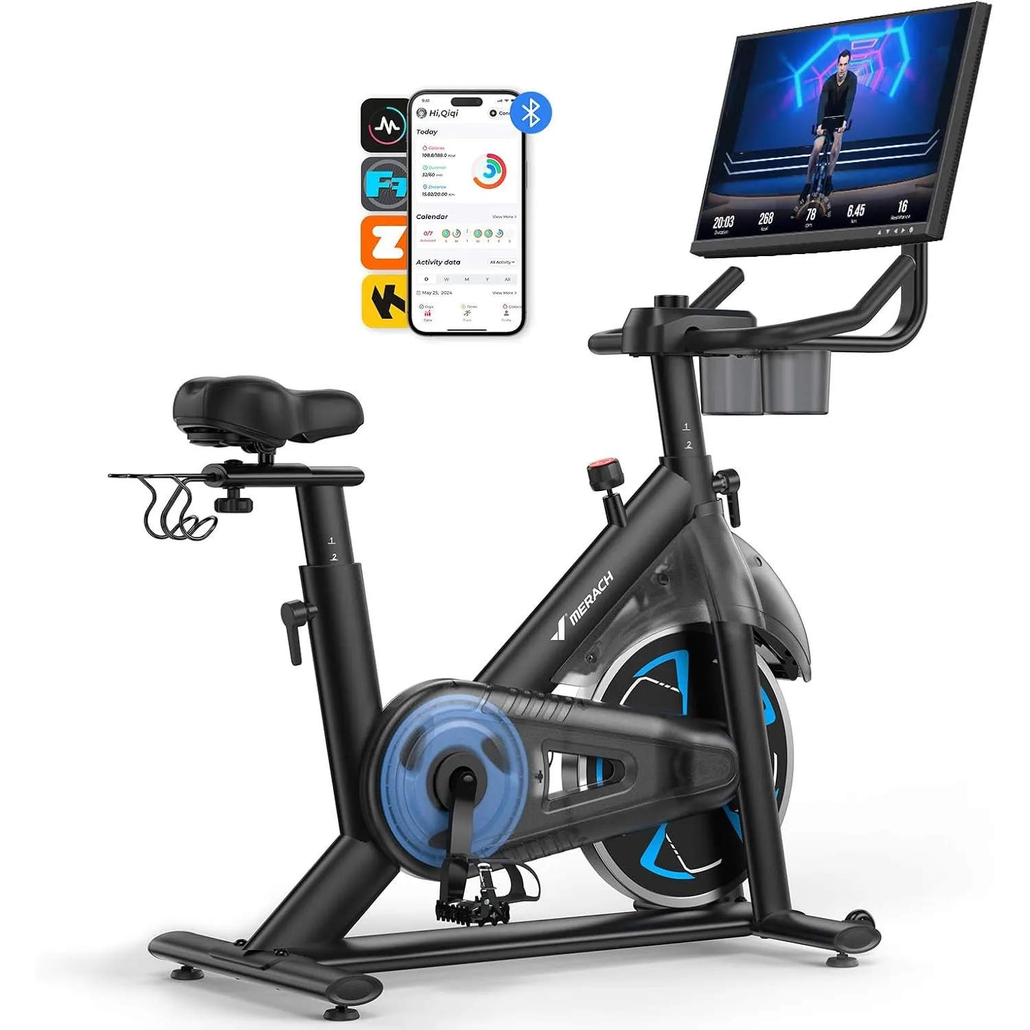 MERACH PRO Heimtrainer Fahrrad mit 8KG High-Inertia Schwungrad für Optimierte Laufruhe, Leises Magnetbremssystem, Verst…