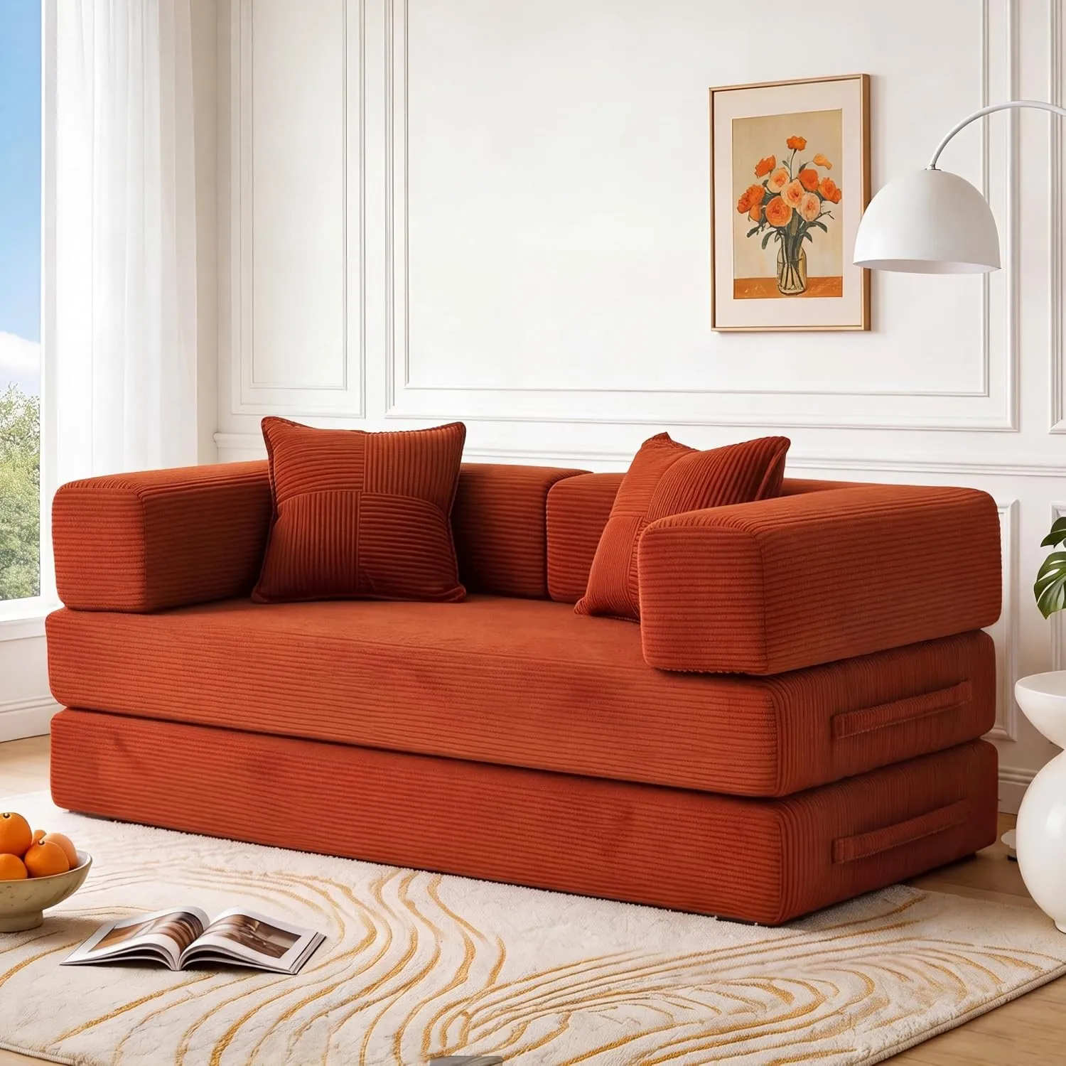 Vipbear Premium 5-in-1 Vielseitiges Rahmenloses Sofa, 200 cm, Ergonomisch Verwandelbarer 3-Sitzer mit Memory-Schaum, Au…