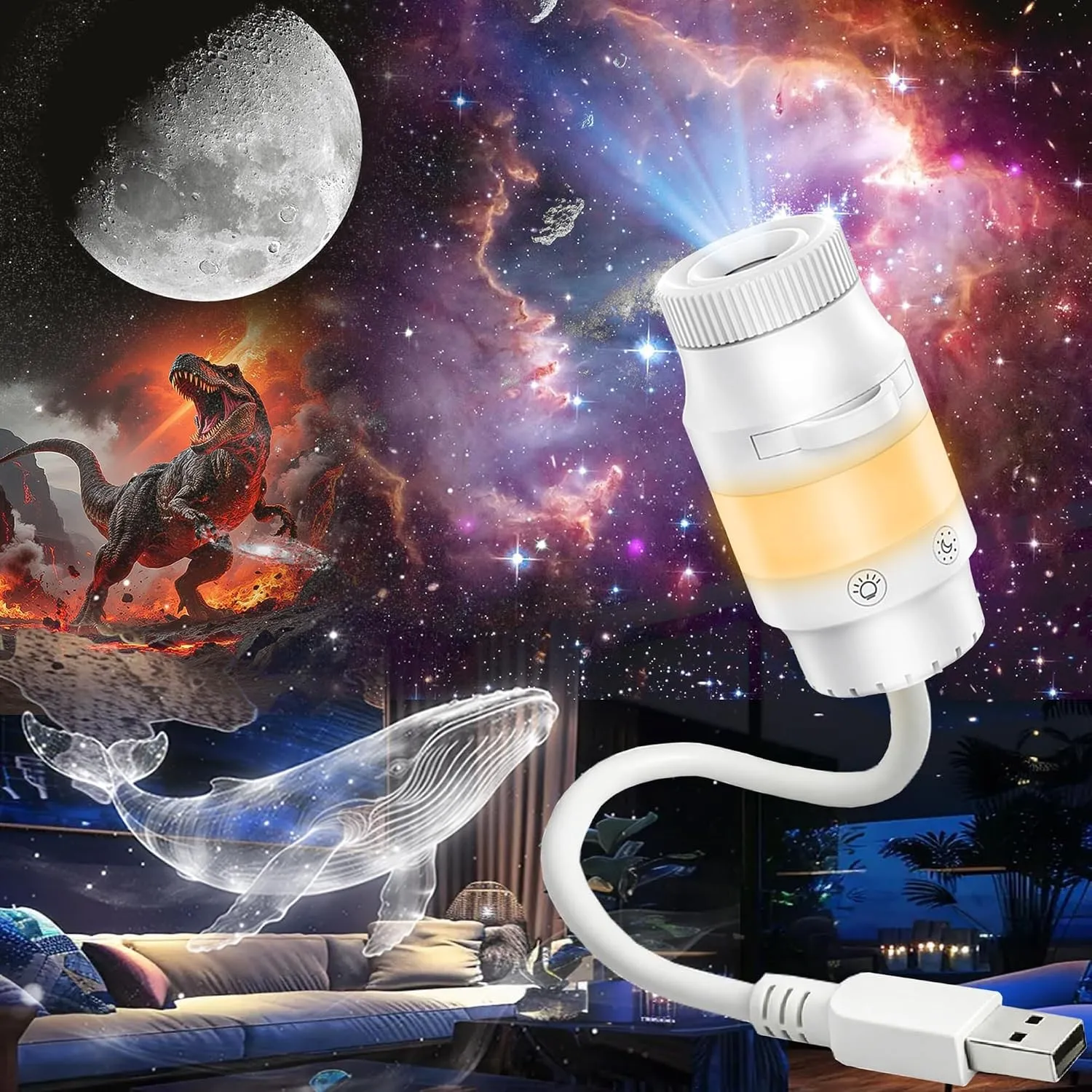 2-in-1 Sternenhimmel Projektor, 360° Galaxy Projector Night Light-13 Flims