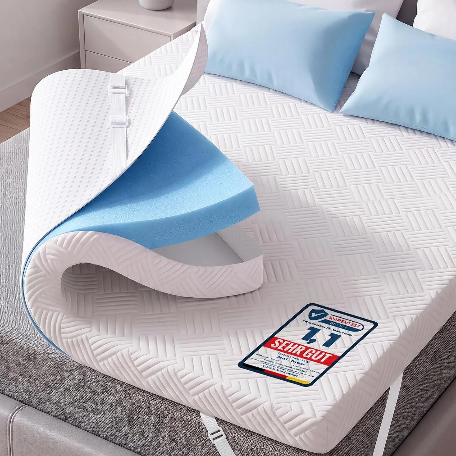 Gel Matratzen Topper 180x200cm, H2/H3 6cm Komfortauflage, Weicher Gelschaum Memory Mattress Topper Matratzenauflage für…