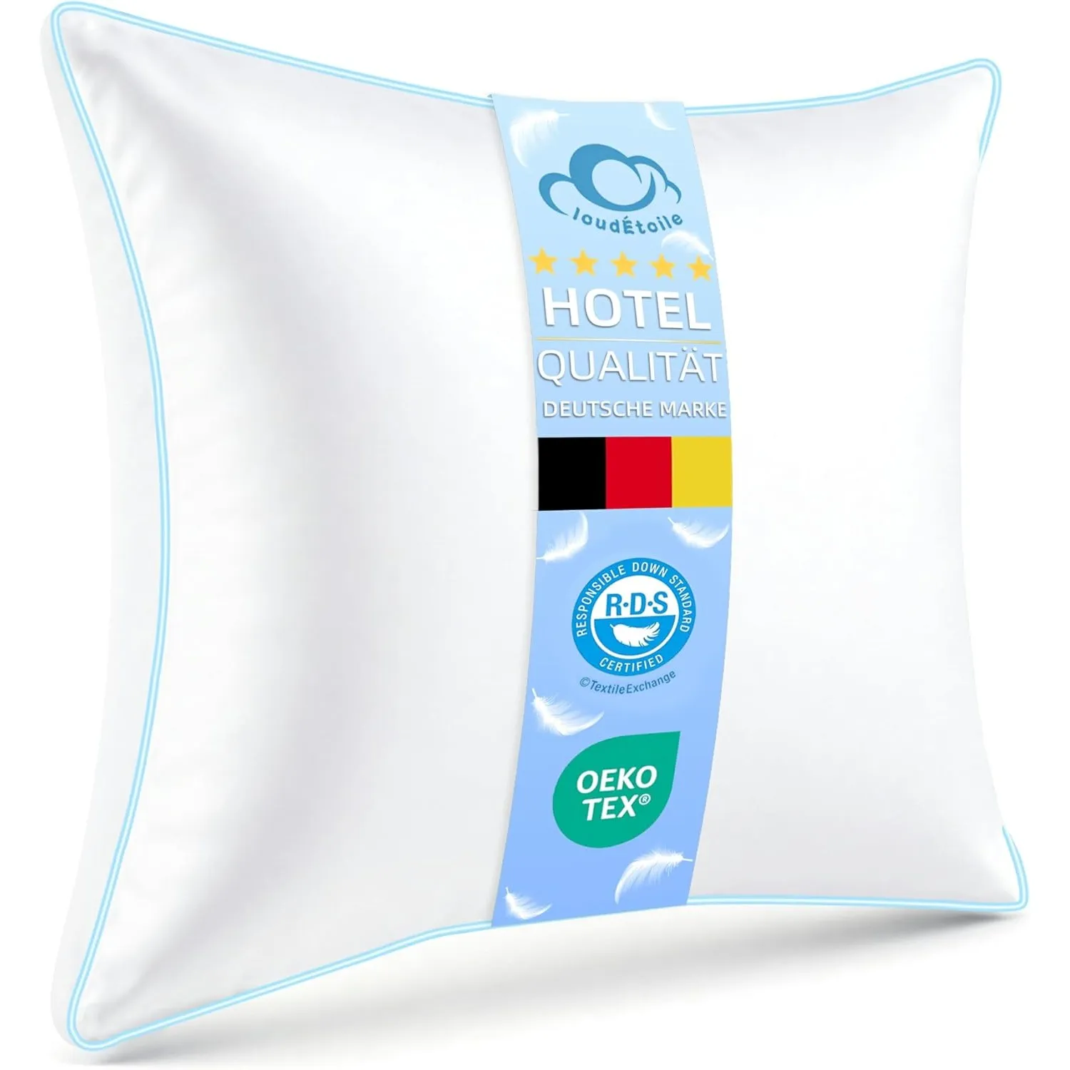 Kopfkissen 80x80 Daunenkissen Federkissen, Premium Kissen Daunen und Federn