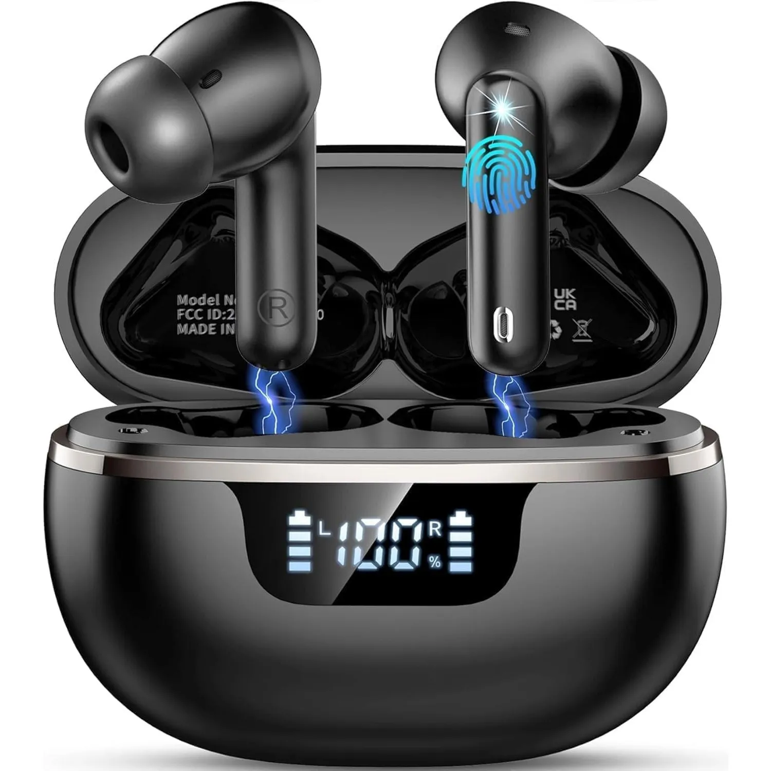 2026 Bluetooth Kopfhörer, Kopfhörer Kabellos Bluetooth 5.4, In Ear Kopfhörer 50 Std Spielzeit Tiefer Bass mit LED-Anzei…
