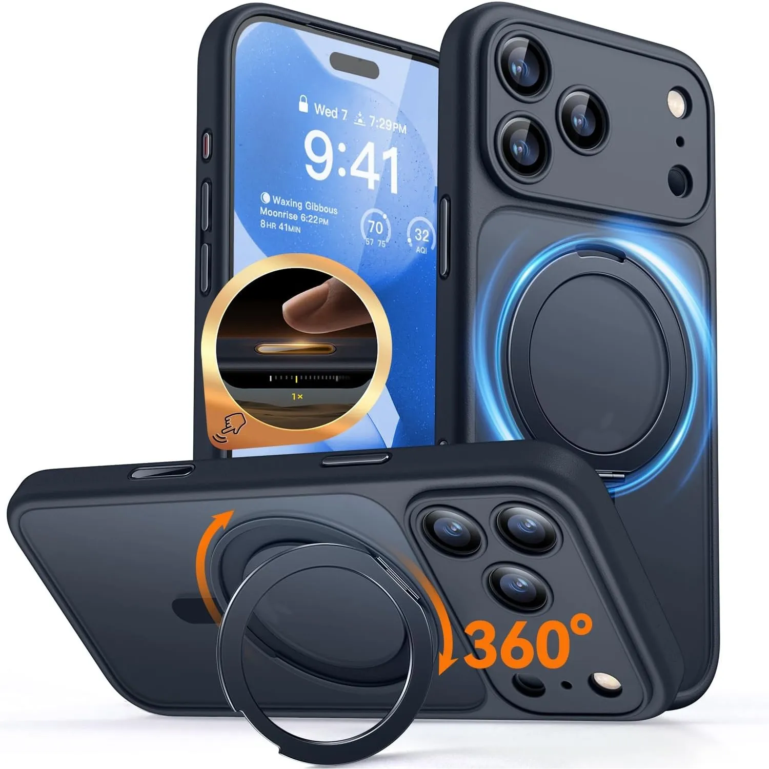 CANSHN 360° Ständer für iPhone 18 Pro Max Hülle, Matt Schwarz