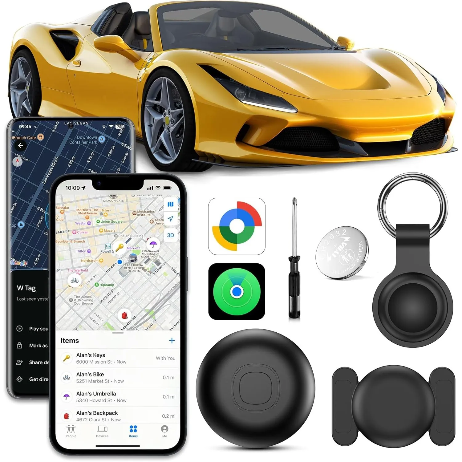 GPS Tracker Auto, Magnetisch Auto Tracker ohne ABO (Schwarz)