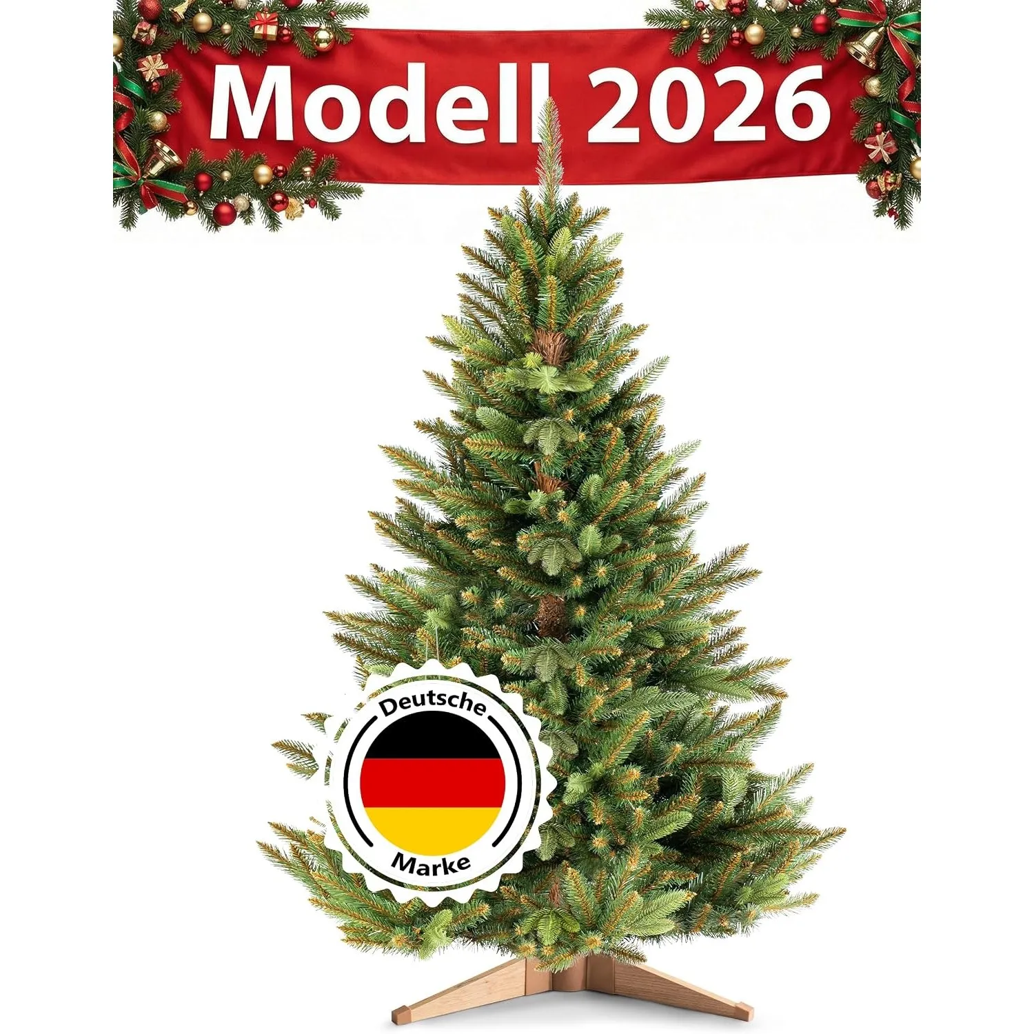 Weihnachtsbaum künstlich 150 cm Premium Tannenbaum mit Holzständer