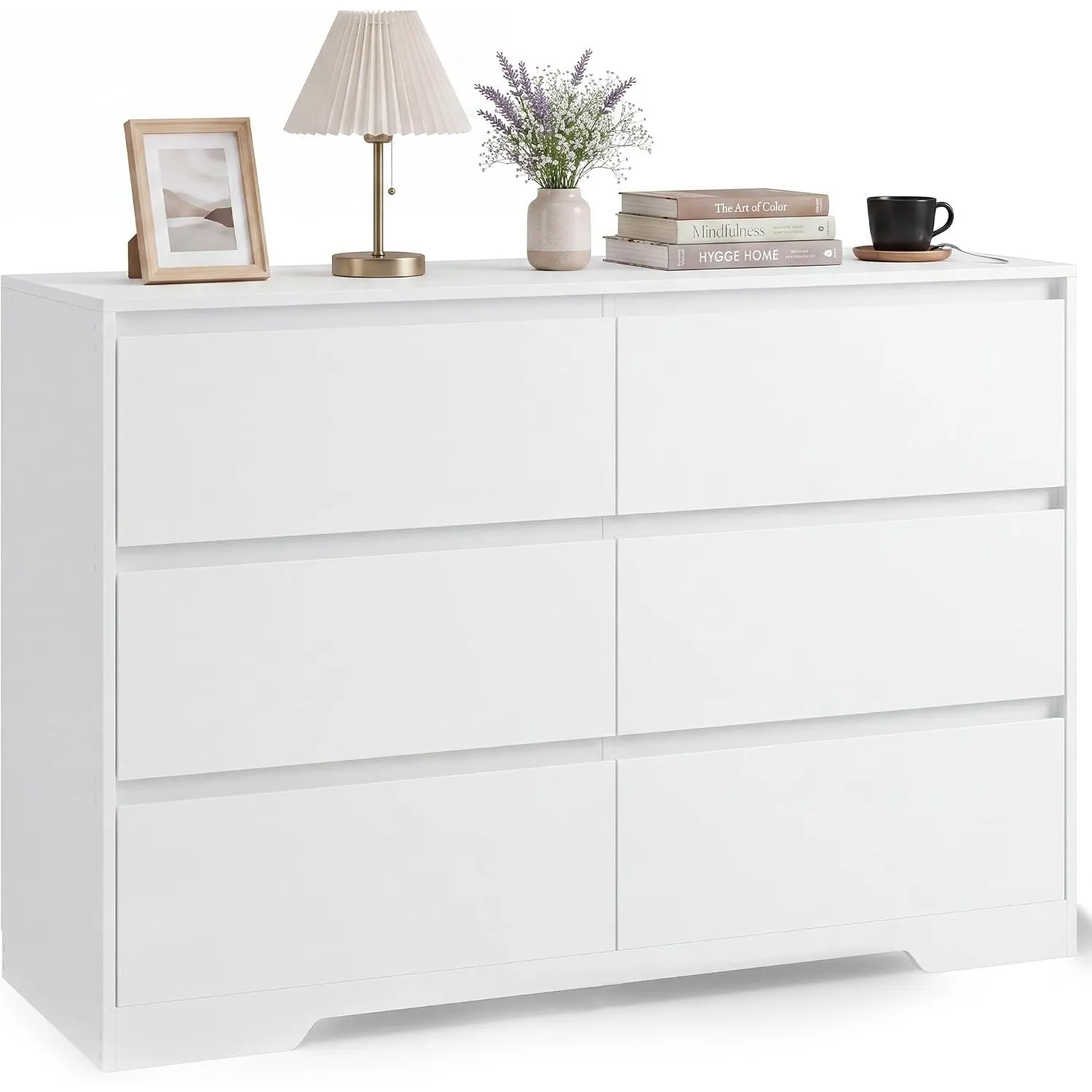 Xbro Kommode Weiß mit 6 Schubladen, 100x35x75 cm Sideboard Modern