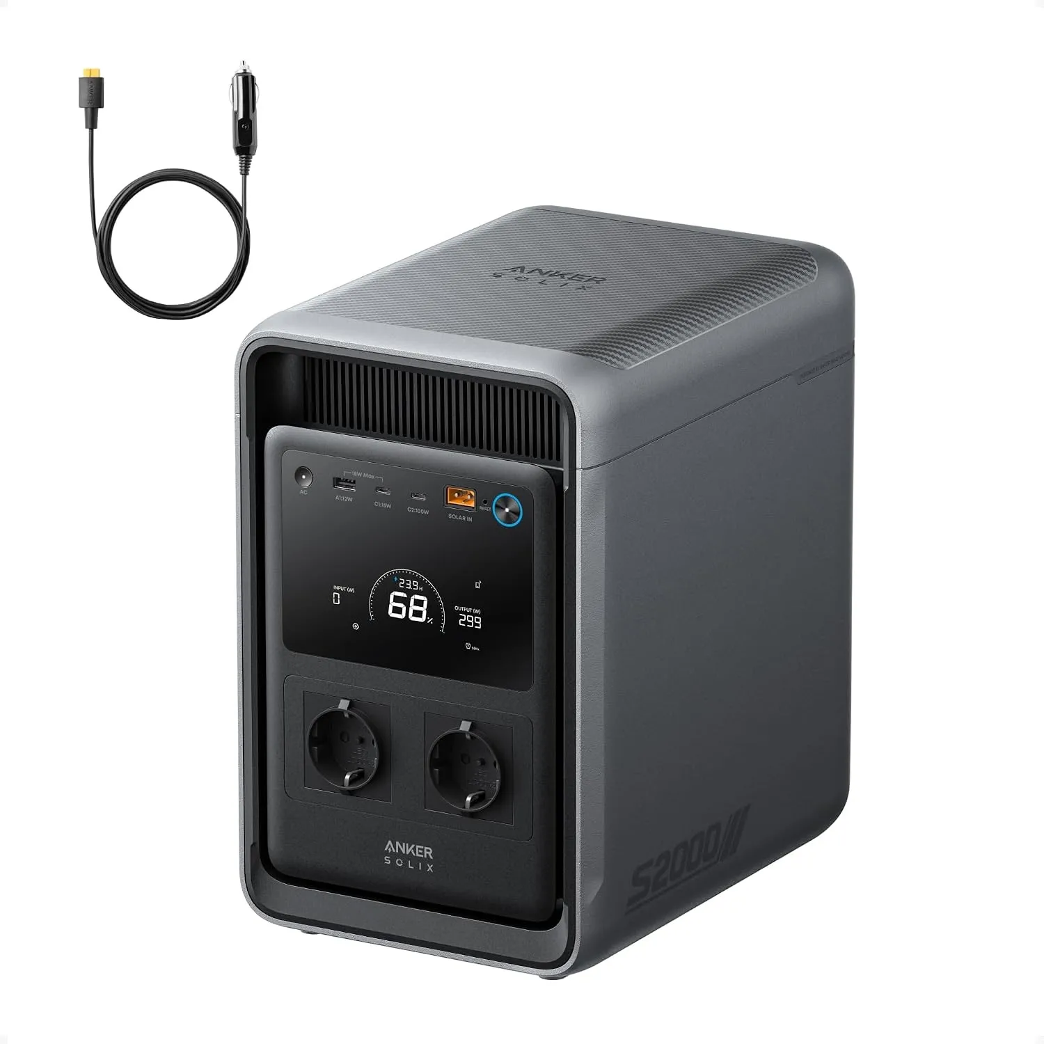 Anker SOLIX S2000 Powerstation mit Autoladekabel, 2.010Wh