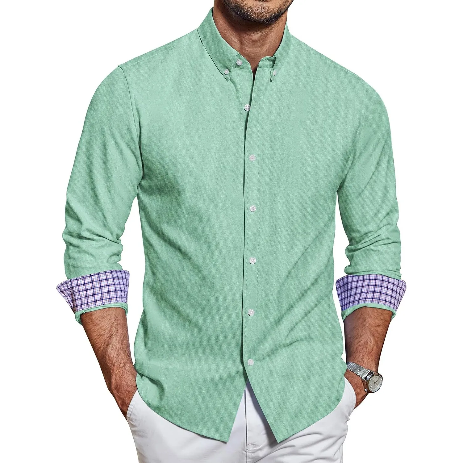COOFANDY Herren Hemd Langarm Oxford Button Down Hemden Regular Fit Freizeithemd Baumwolle