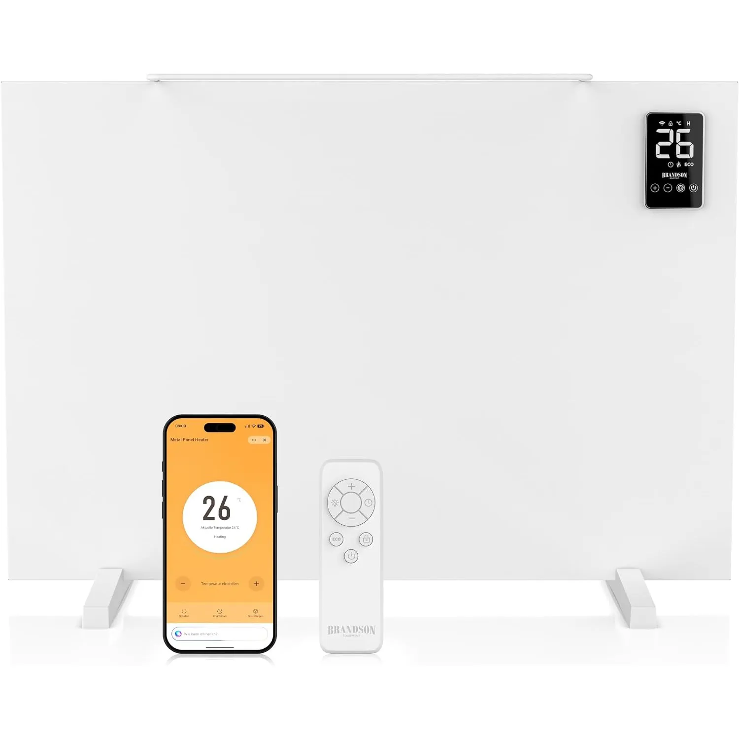 Brandson - Infrarotheizung Smart mit App 450 Watt - Heizpaneel mit LED Display – Timer – APP Tuya Smart - Temperaturfüh…