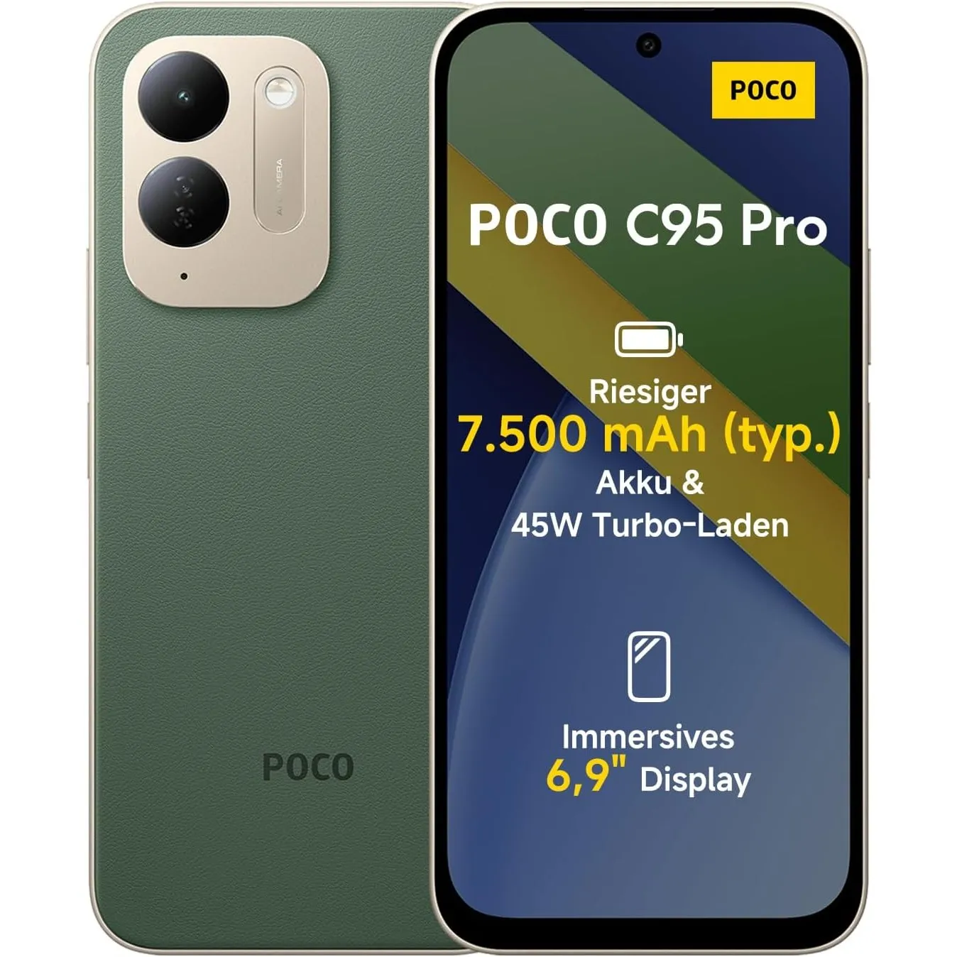Xiaomi Poco C95 Pro, Smartphone 8+256 GB, Grün, 7500mAh, 45W Schnellladen